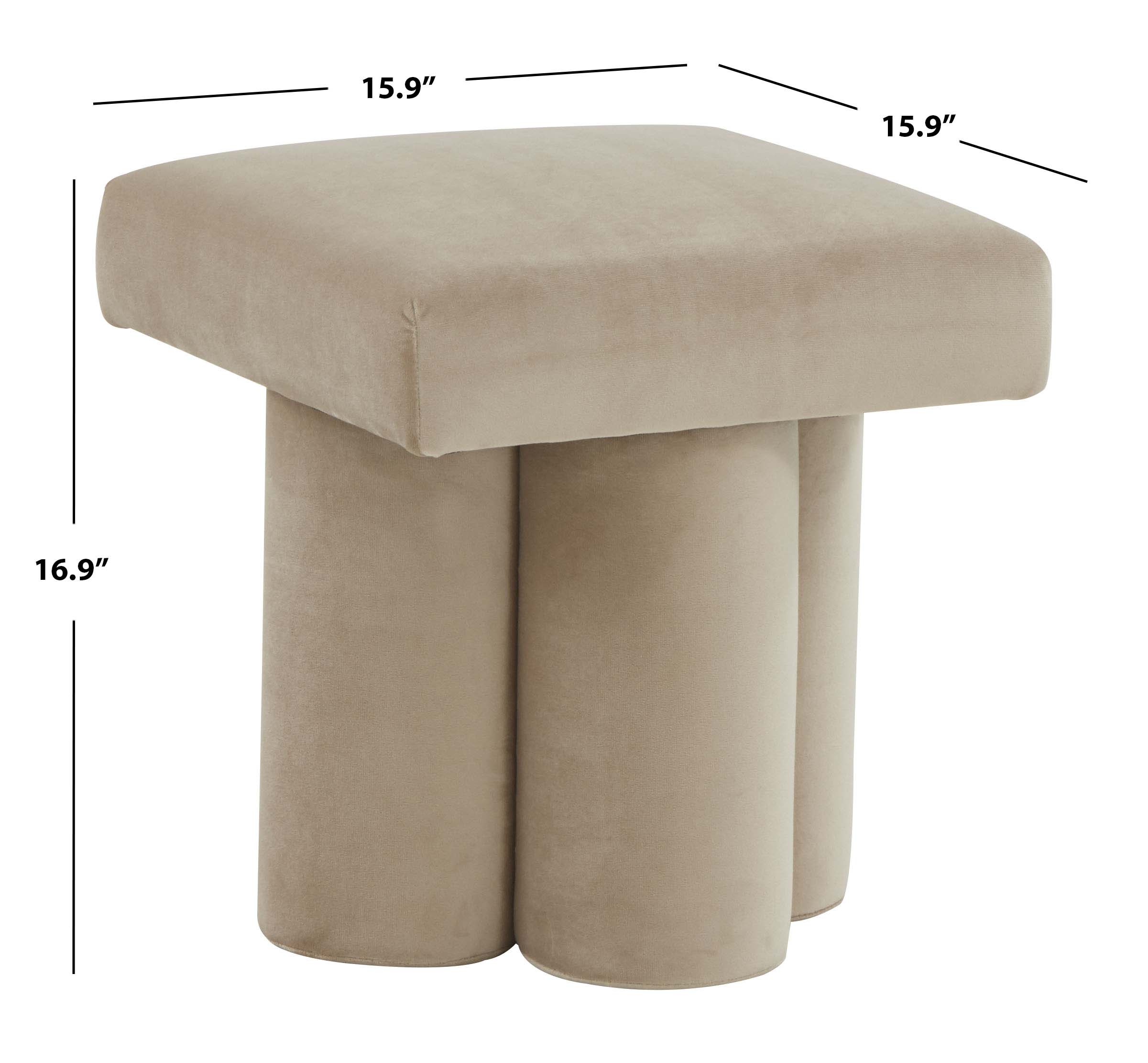 Safavieh Couture Deangelo Velvet Ottoman - Light Brown