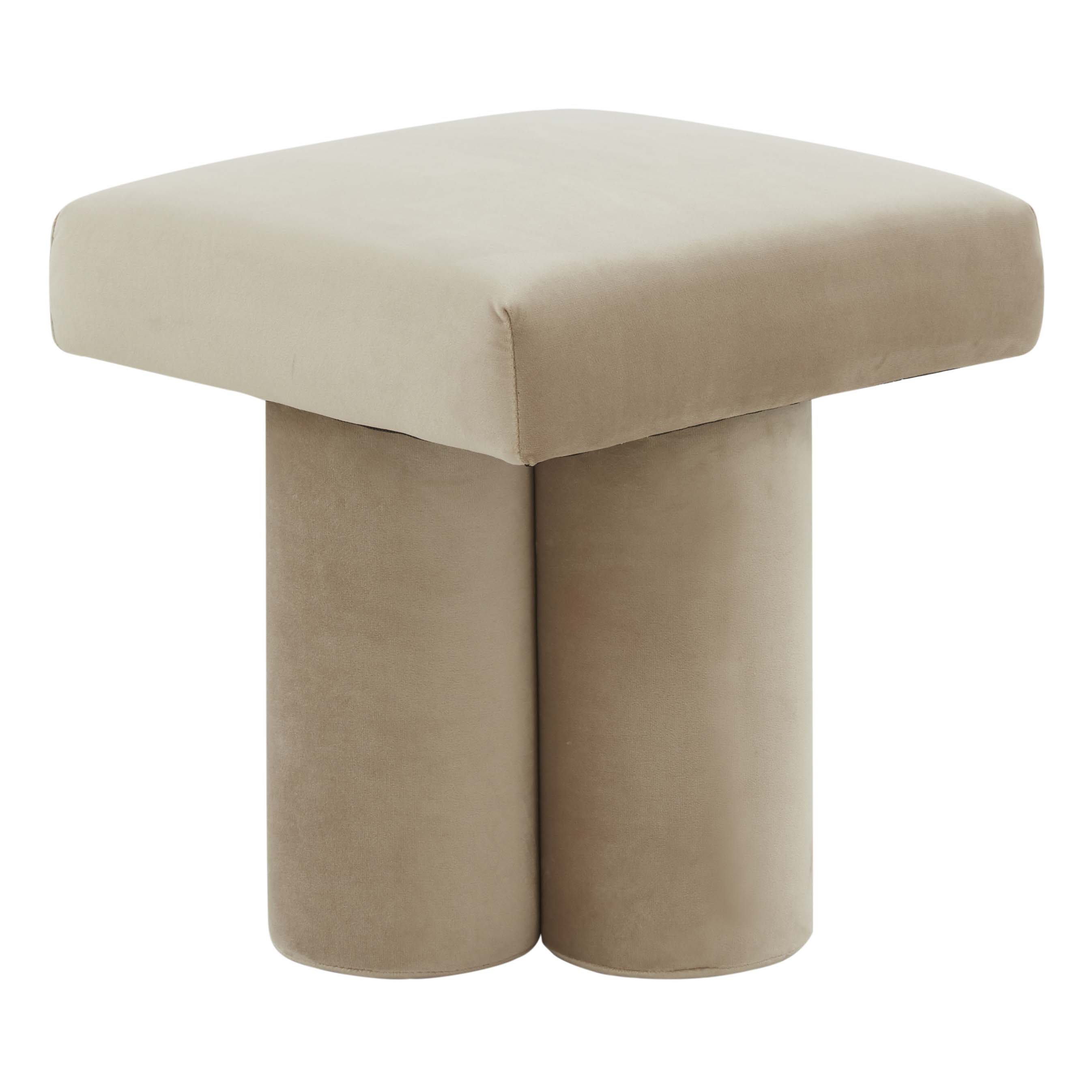 Safavieh Couture Deangelo Velvet Ottoman - Light Brown