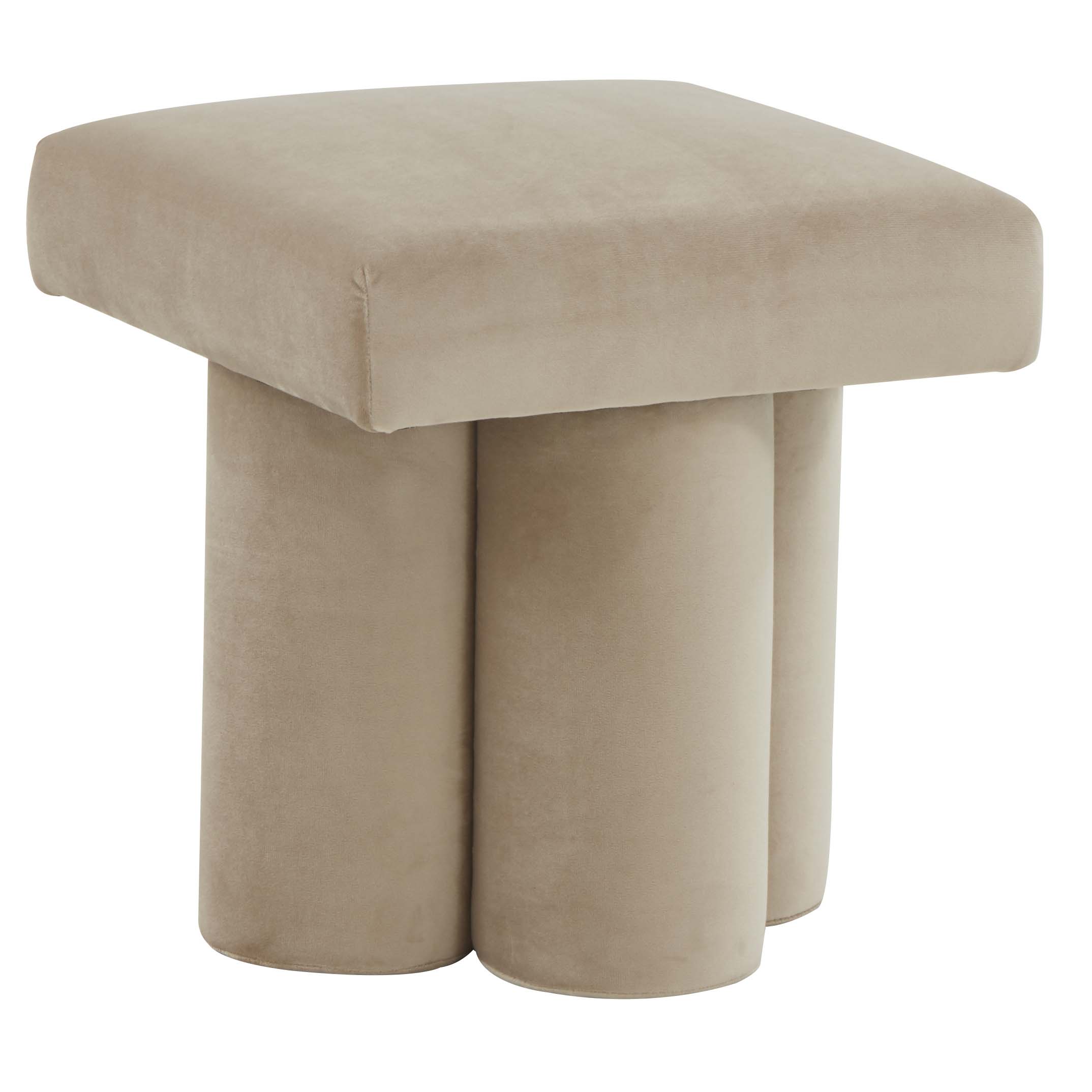 Safavieh Couture Deangelo Velvet Ottoman - Light Brown