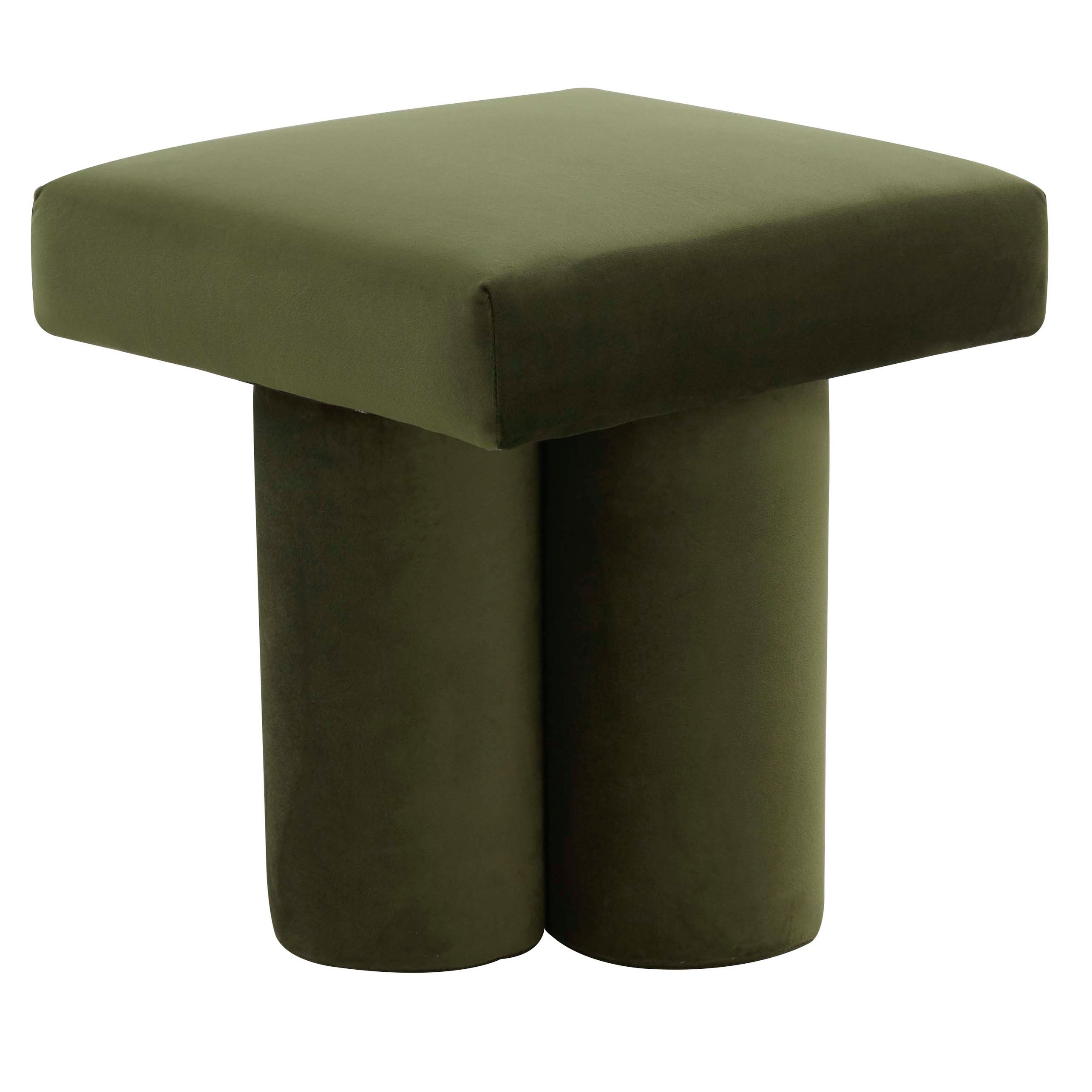 Safavieh Couture Deangelo Velvet Ottoman - Forest Green