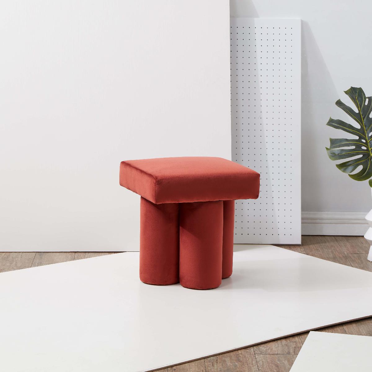 Safavieh Couture Deangelo Velvet Ottoman - Rust