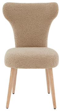 Safavieh Couture Brandietta Faux Shearling Dining Chair - Light Brown / Walnut