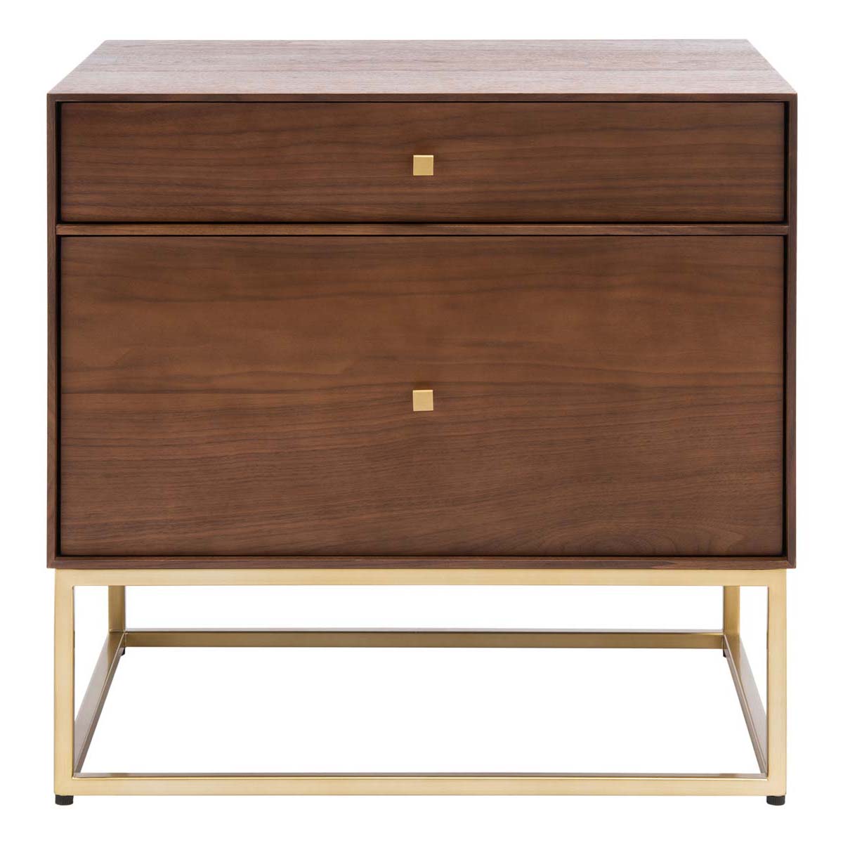 Safavieh Couture Adelyn 2 Drawer Nightstand - Walnut / Gold