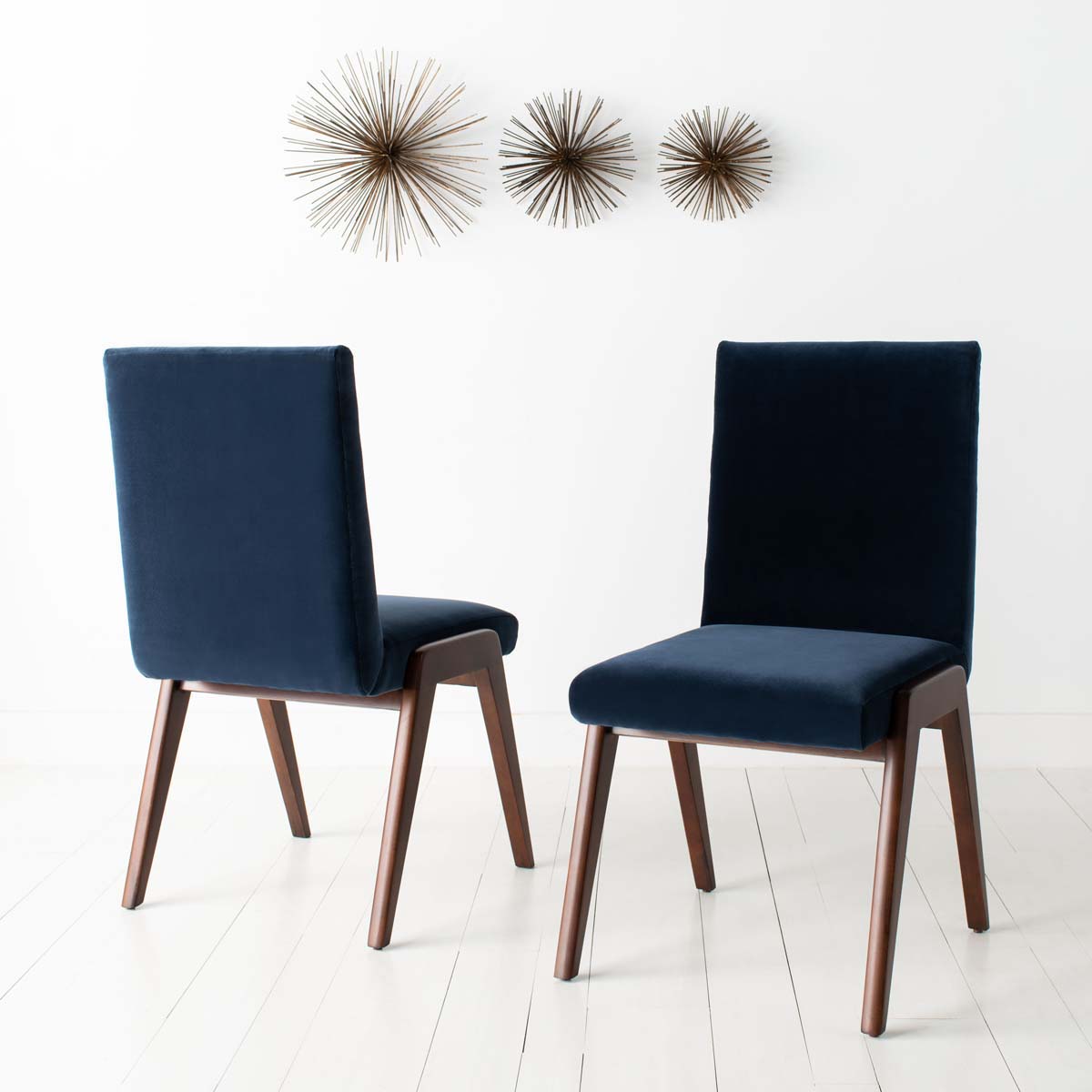 Safavieh Couture Forrest Dining Chair - Navy / Dark Walnut
