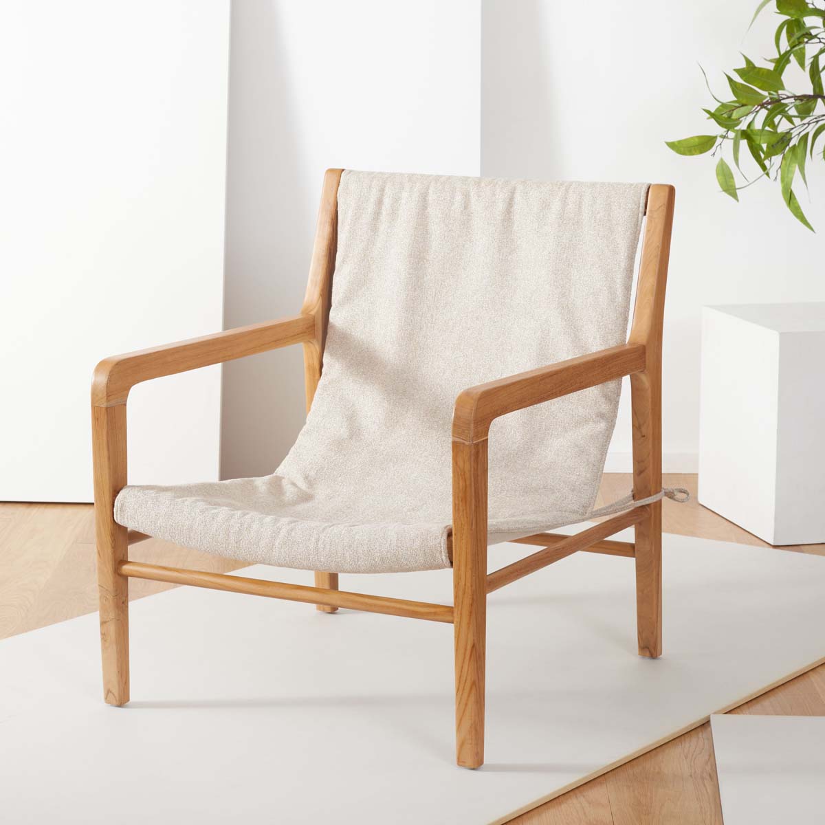 Safavieh Couture Osmond Linen Sling Chair - Sand / Natural