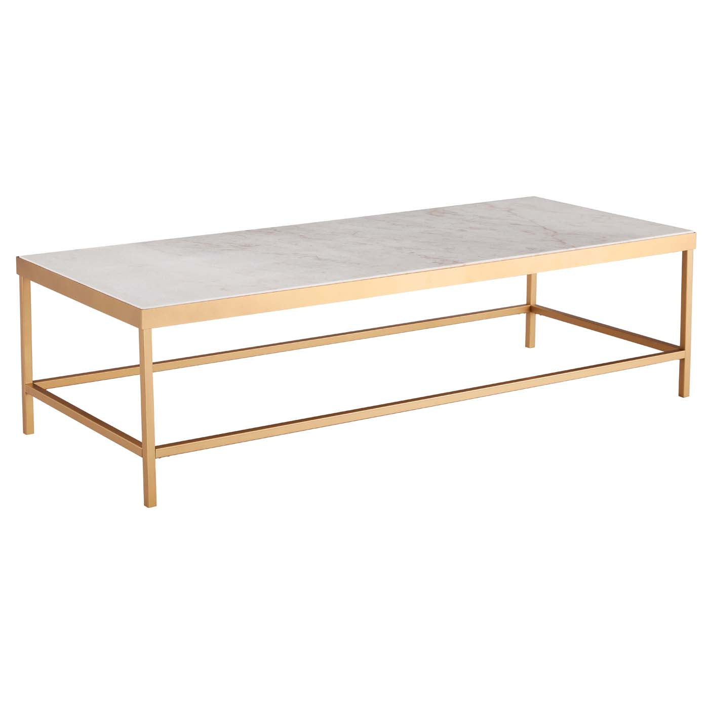 Safavieh Couture Caralyn Rectangle Marble Coffee Table - White / Brass