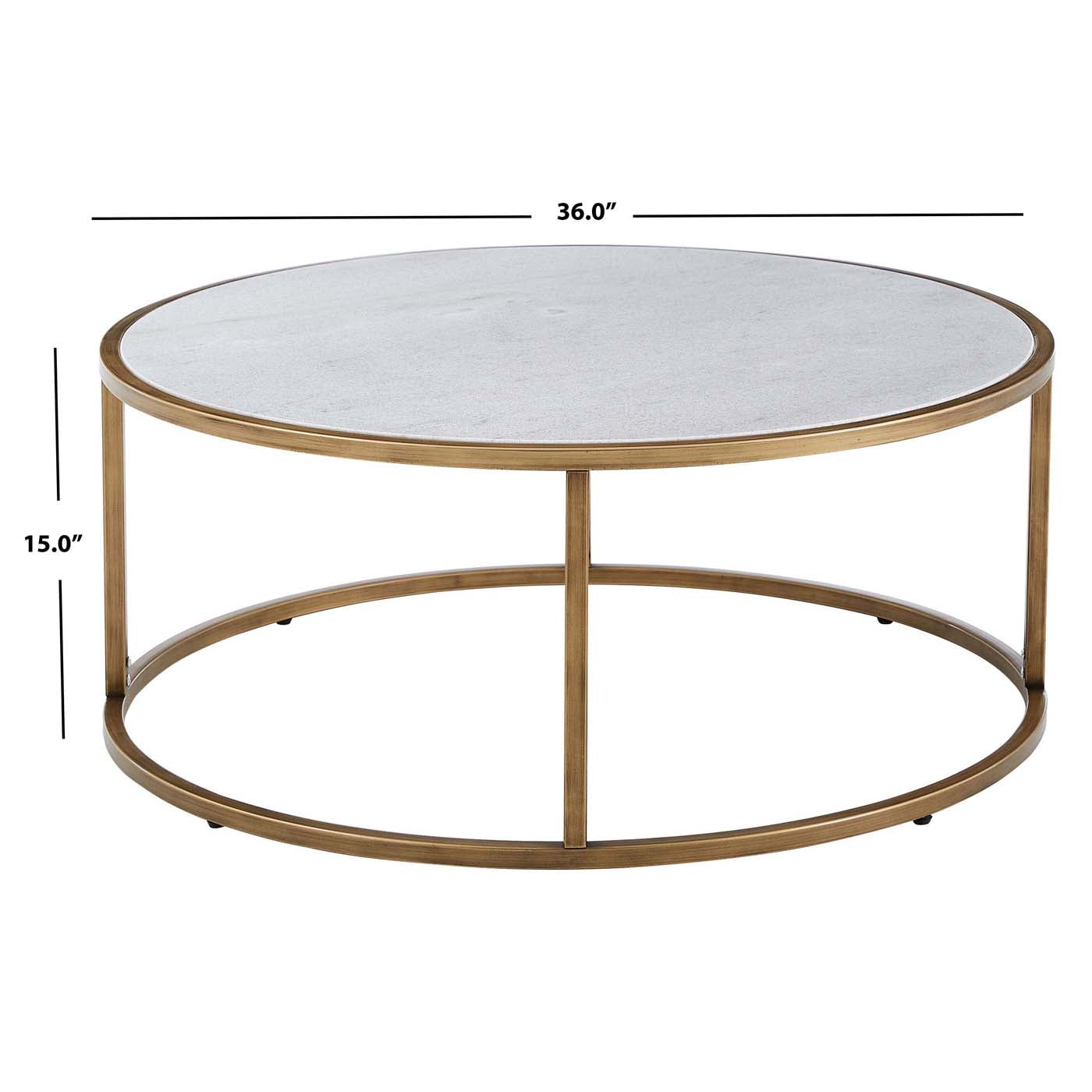 Safavieh Couture Brynna Round Marble Coffee Table - White / Bronze