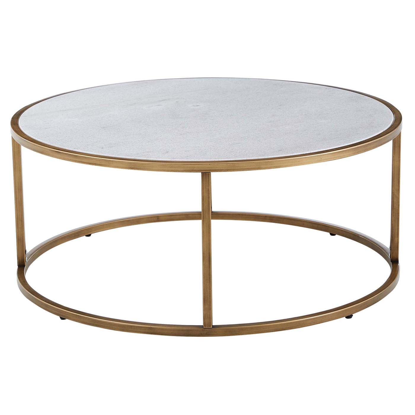 Safavieh Couture Brynna Round Marble Coffee Table - White / Bronze