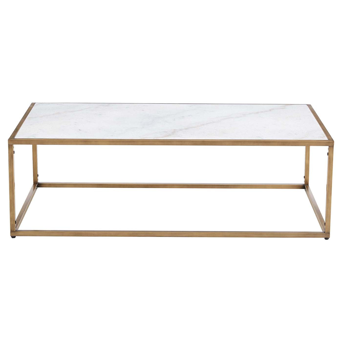 Safavieh Couture Brynna Rectangle Marble Coffee Table - White / Bronze