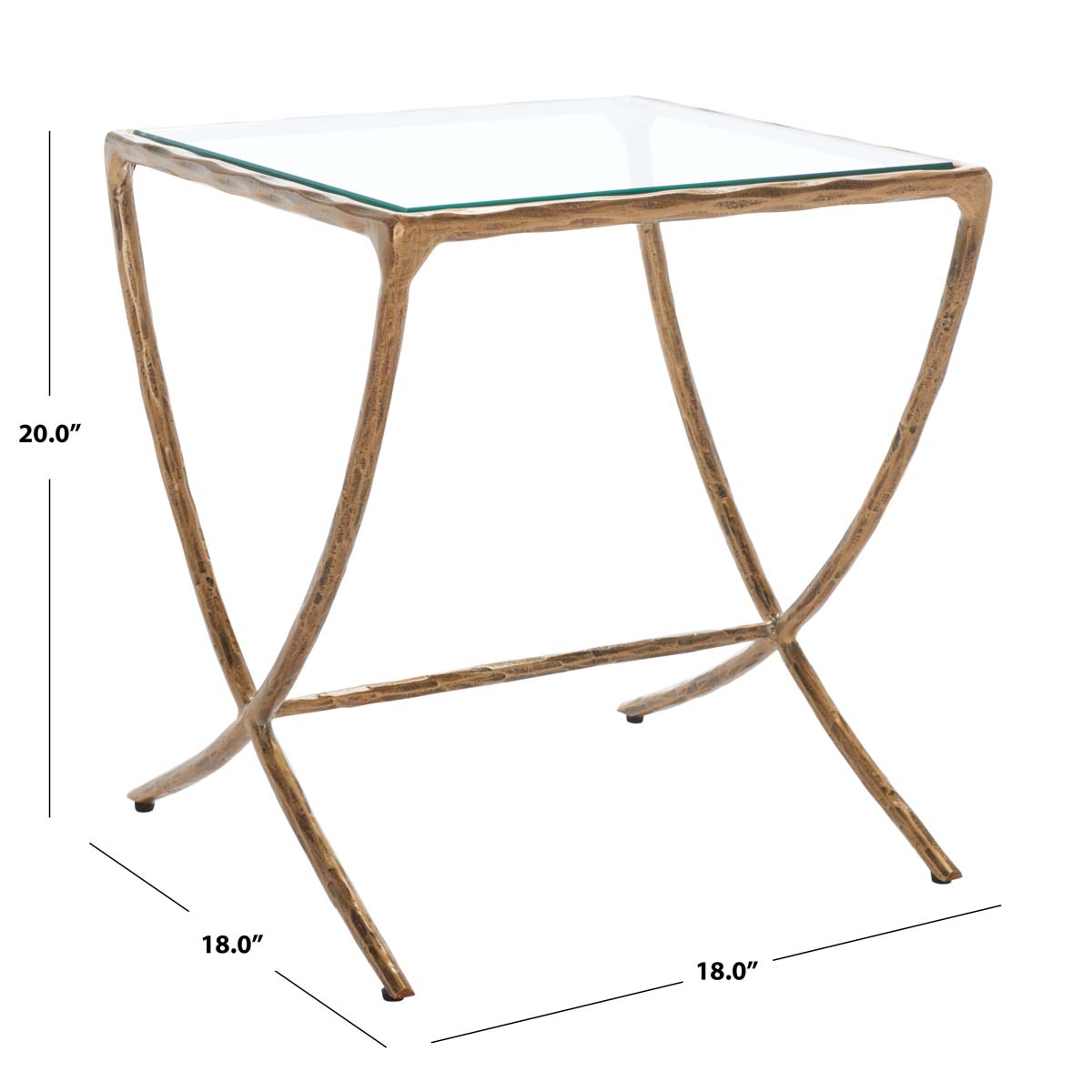Safavieh Couture Debbie Square Metal Accent Table - Brass