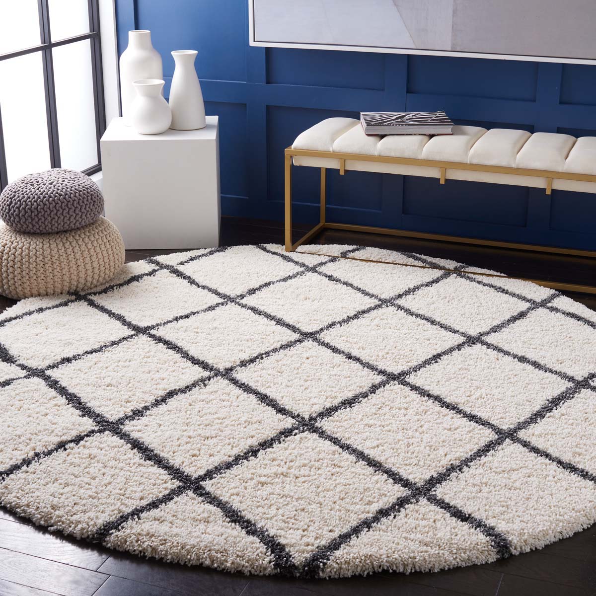 Safavieh Hudson Shag 222 Rug, SGH222 - Ivory / Dark Grey