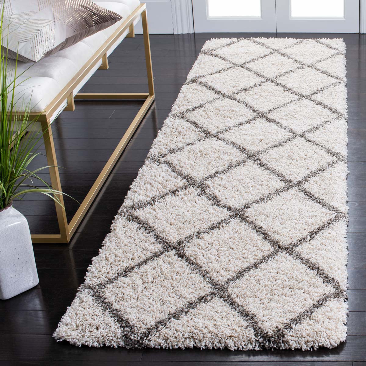 Safavieh Hudson Shag 222 Rug, SGH222 - Ivory / Grey