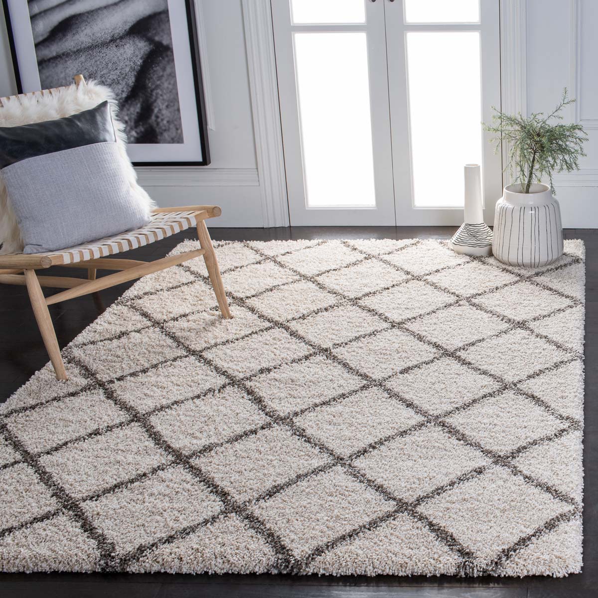 Safavieh Hudson Shag 222 Rug, SGH222 - Ivory / Grey