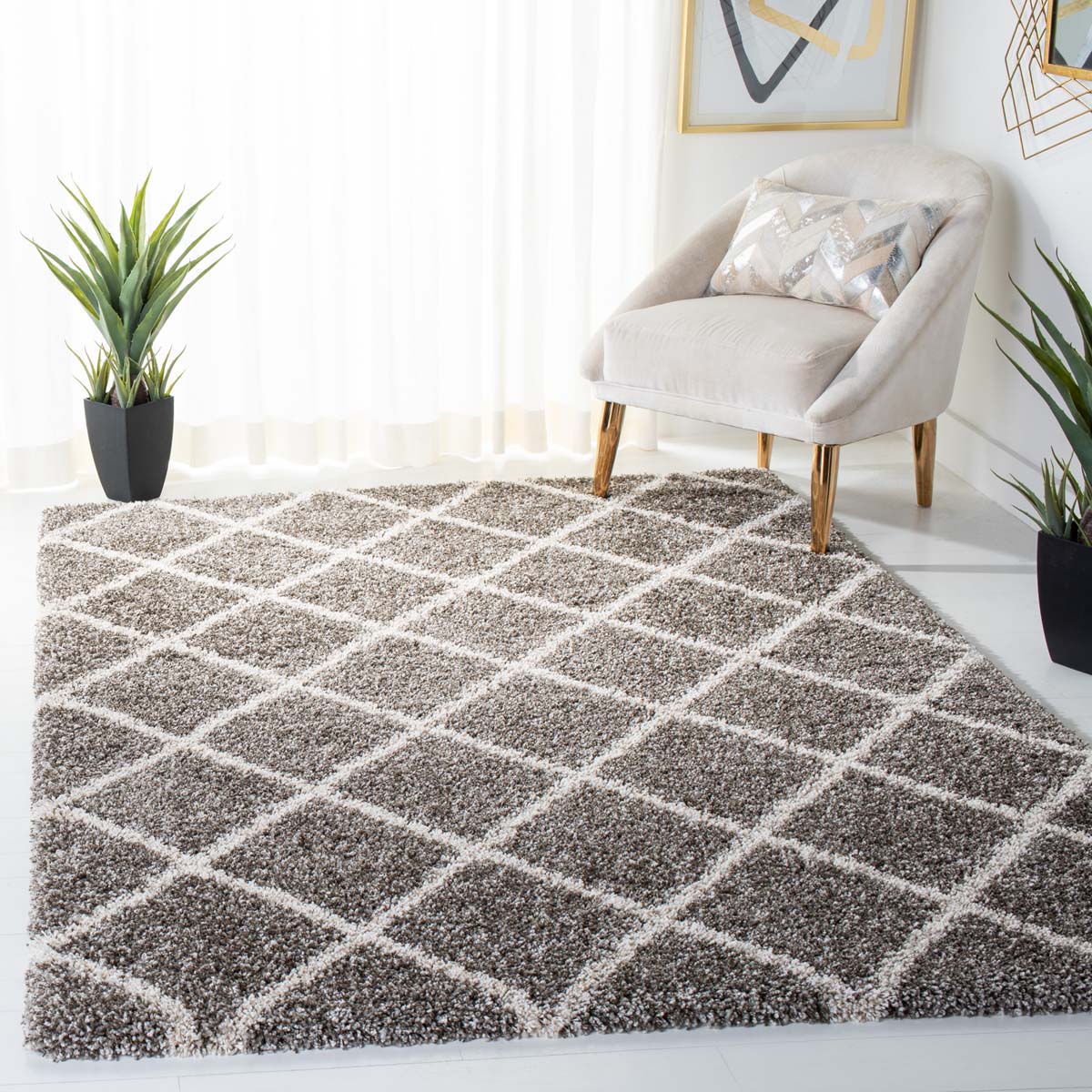 Safavieh Hudson Shag 222 Rug, SGH222 - Grey / Ivory