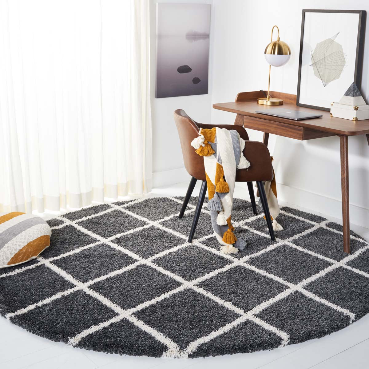 Safavieh Hudson Shag 222 Rug, SGH222 - Dark Grey / Ivory