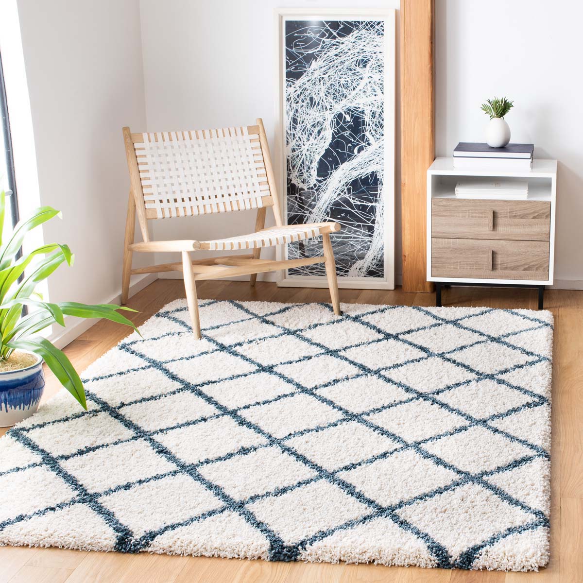 Safavieh Hudson Shag 222 Rug, SGH222 - Ivory / Slate Blue