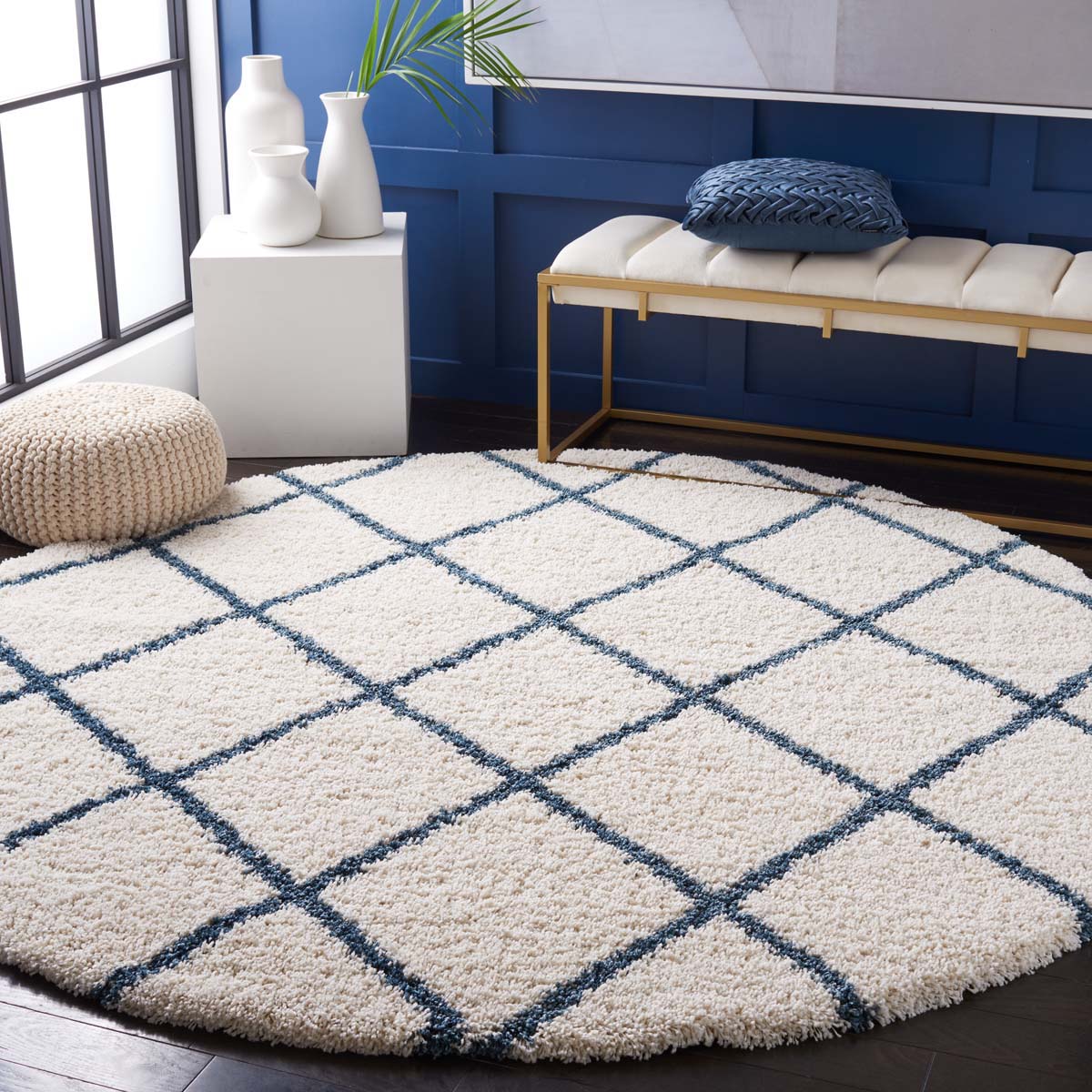 Safavieh Hudson Shag 222 Rug, SGH222 - Ivory / Slate Blue