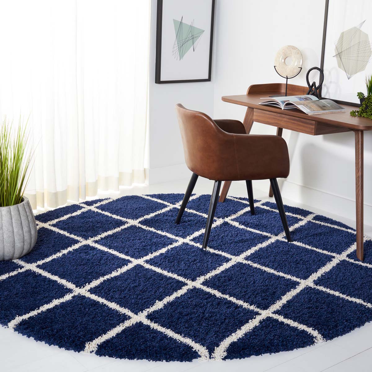 Safavieh Hudson Shag 222 Rug, SGH222 - Navy / Ivory