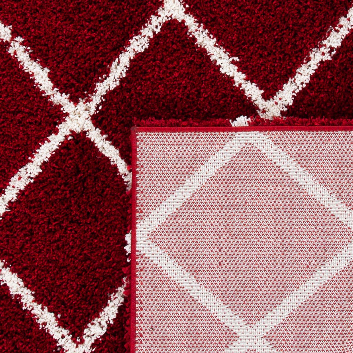 Safavieh Hudson Shag 222 Rug, SGH222 - Red / Ivory