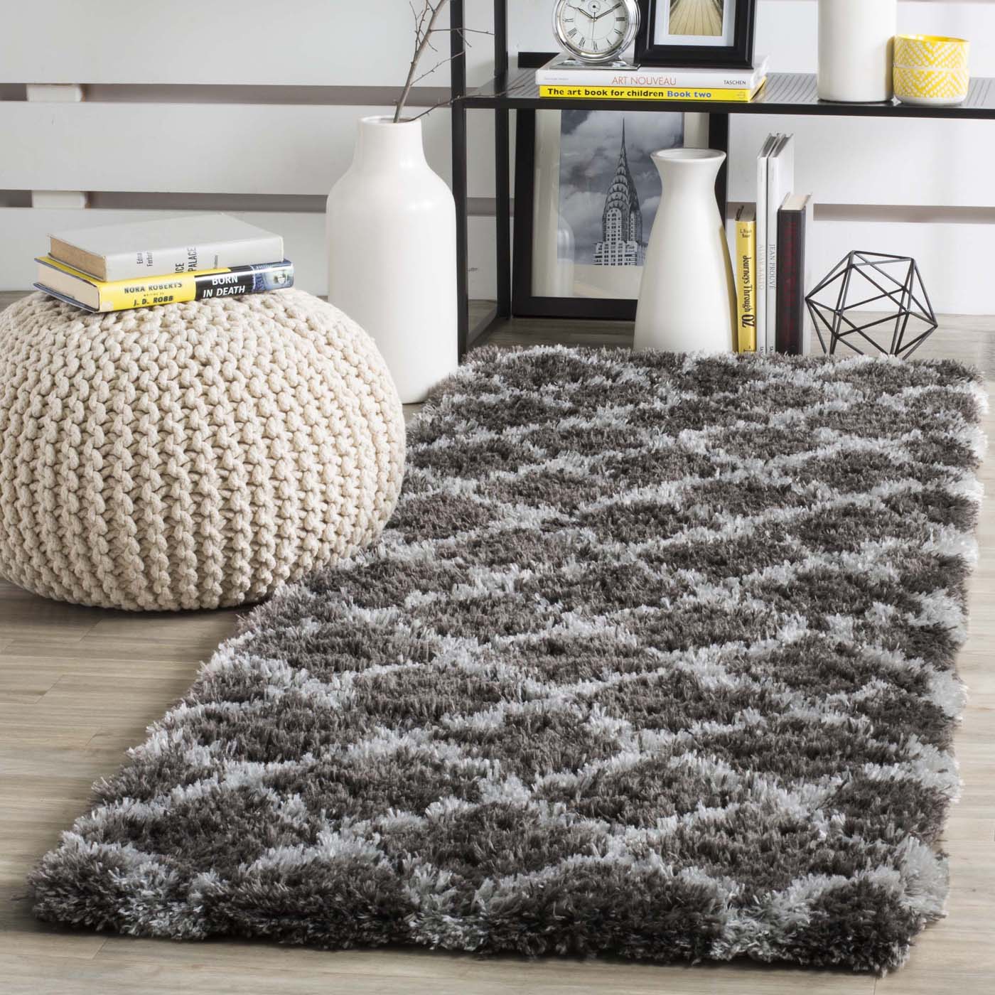 Safavieh Indie Shag 322 Rug, SGI322 - Dark Grey / Grey