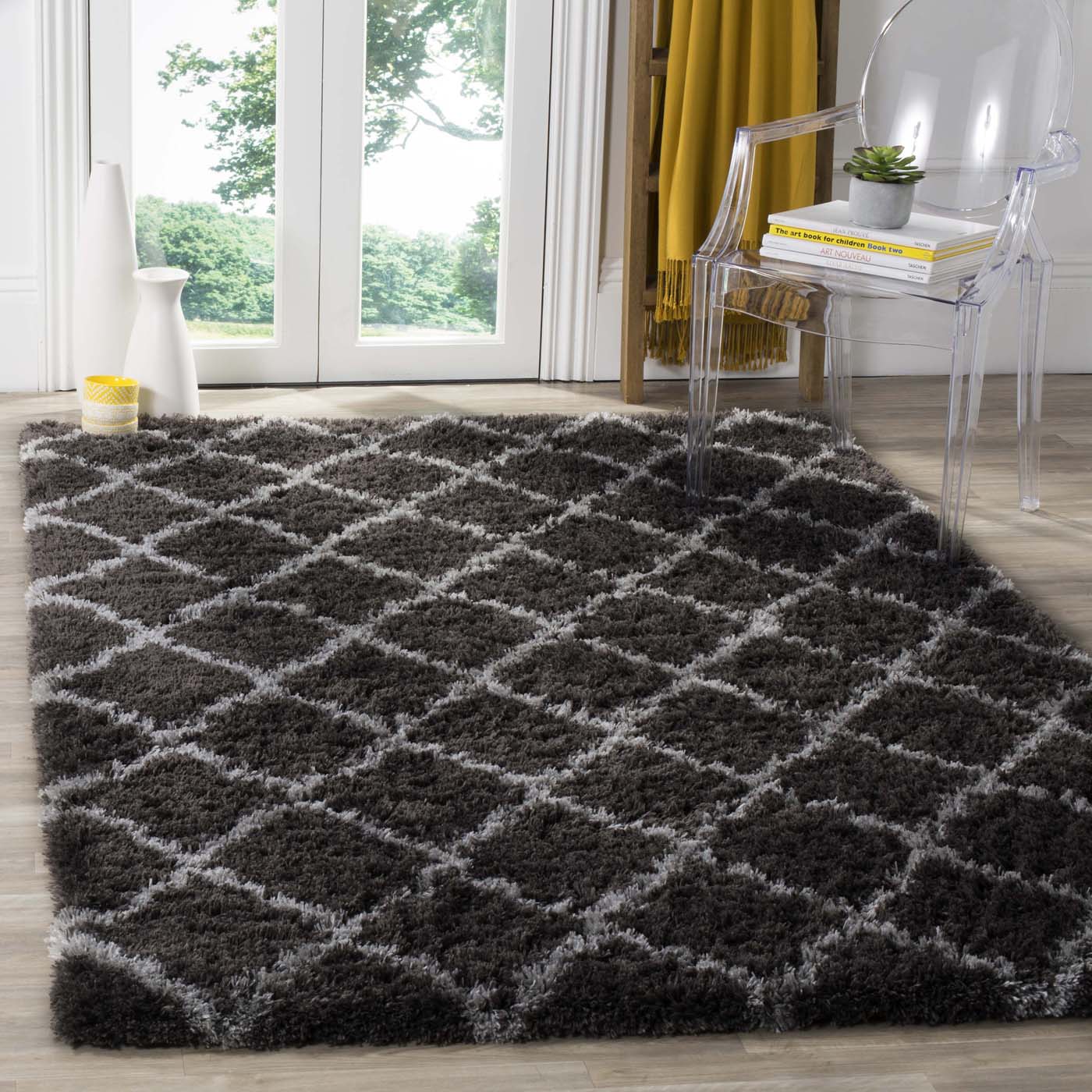 Safavieh Indie Shag 322 Rug, SGI322 - Dark Grey / Grey
