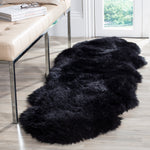 Safavieh Sheep Skin 121 Rug, SHS121 - MIDNIGHT BLACK