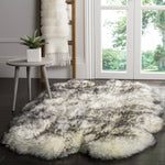 Safavieh Sheep Skin 121 Rug, SHS121 - IVORY / SMOKE GREY