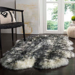Safavieh Sheep Skin 121 Rug, SHS121 - IVORY / DARK CHARCOAL