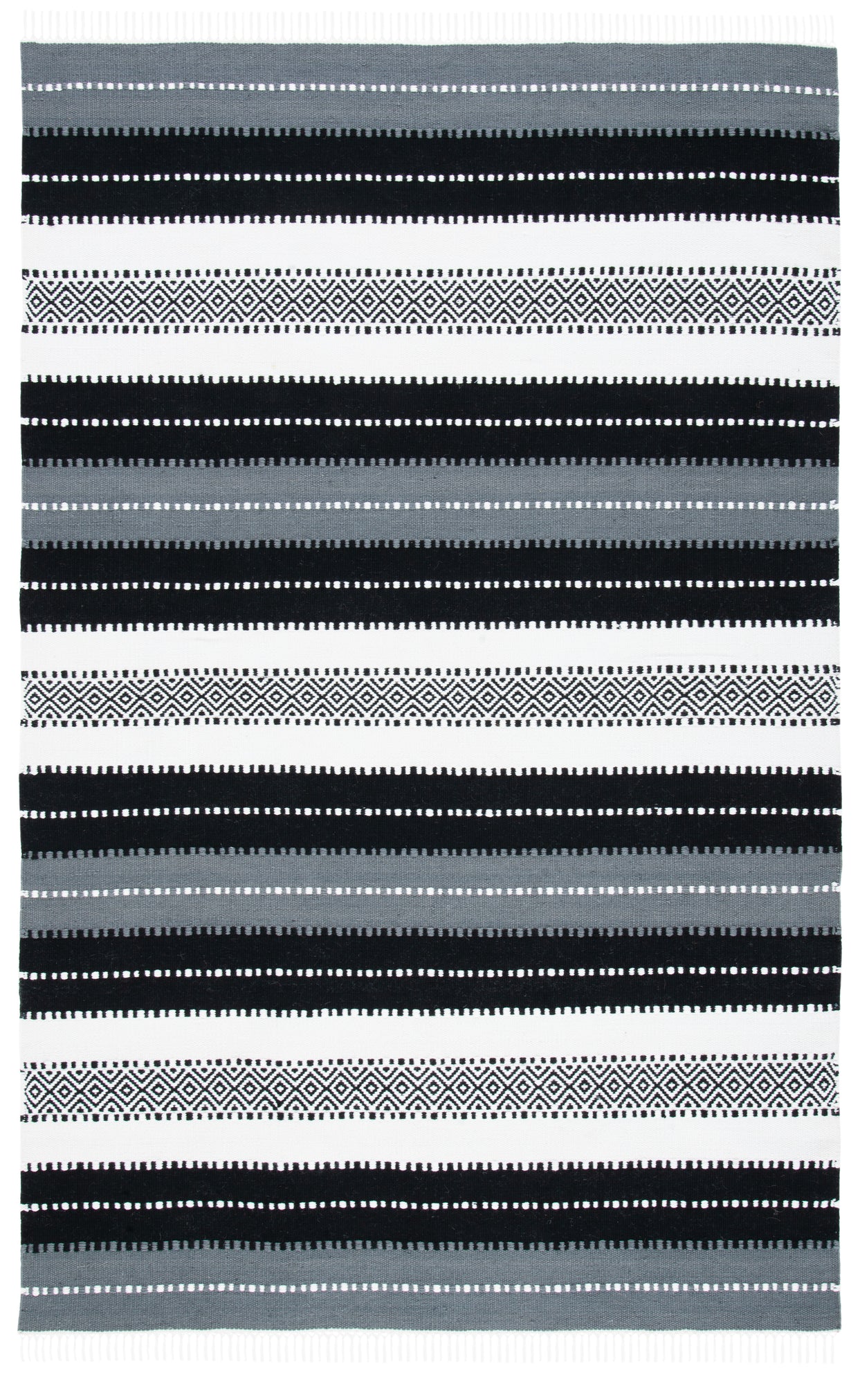 Safavieh Striped Kilim 103 Rug, STK103 - Black / Ivory