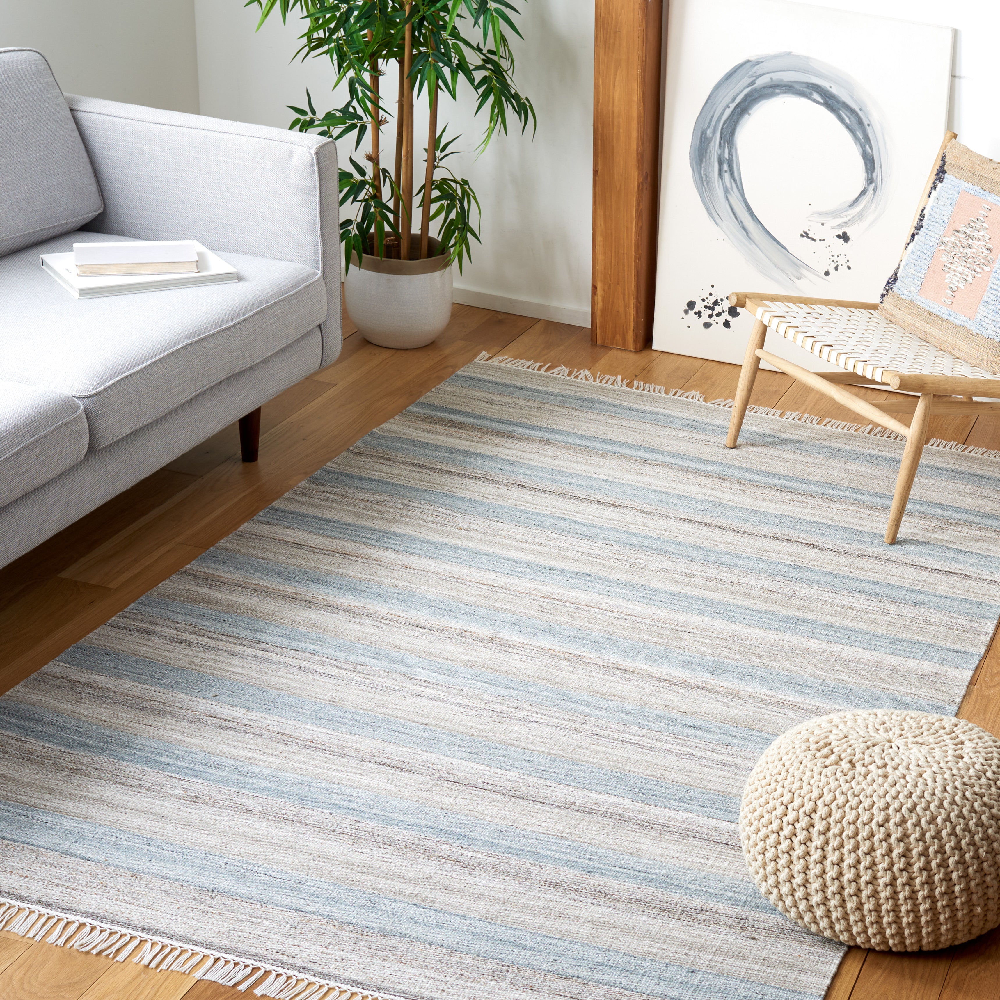 Safavieh Striped Kilim 107 Rug, STK107 - Grey / Beige