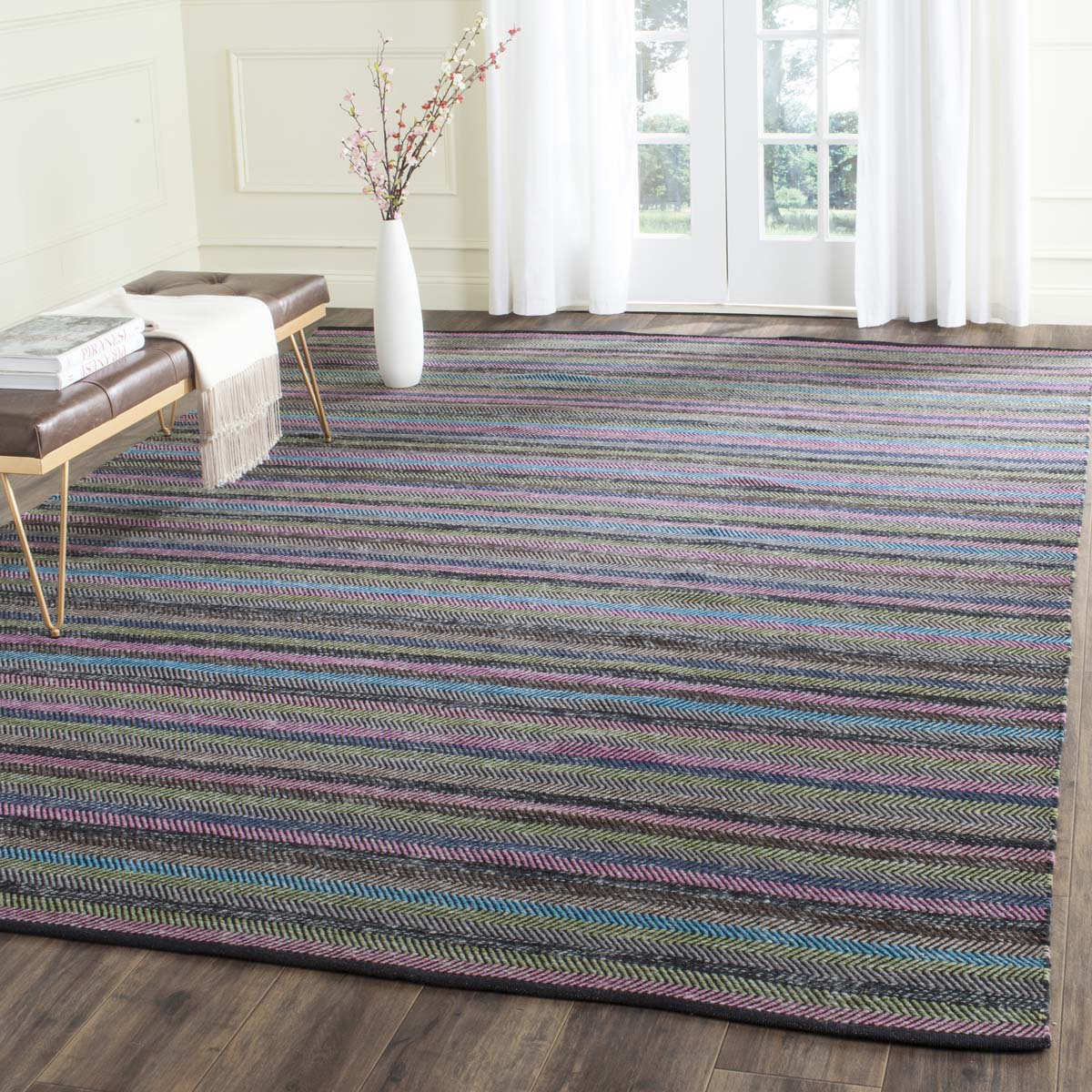 Safavieh Striped Kilim 421 Rug, STK421 - Grey / Multi