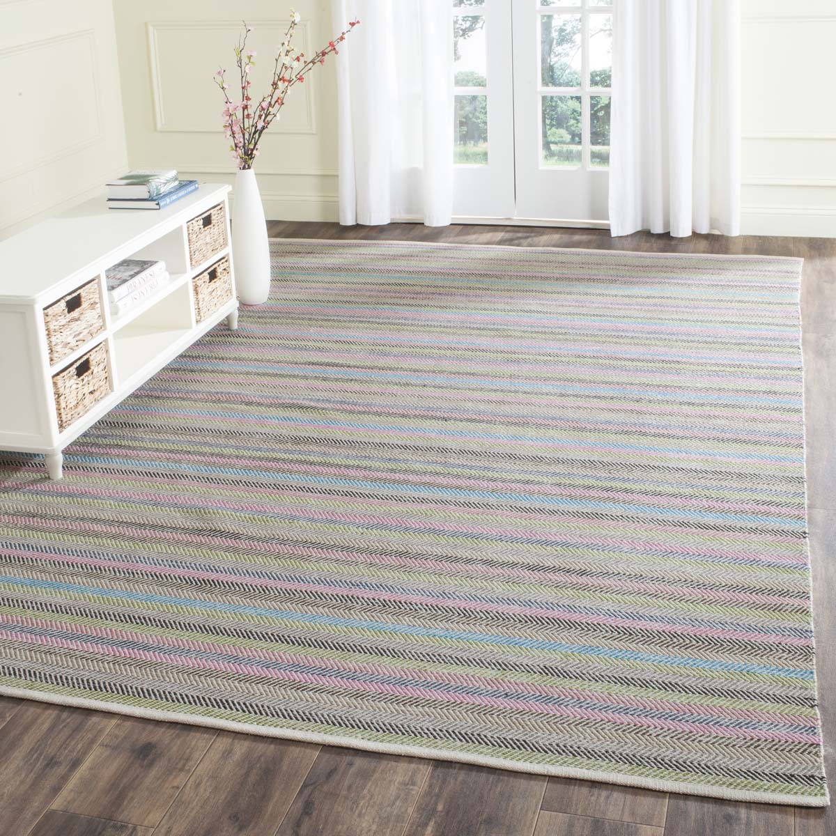 Safavieh Striped Kilim 421 Rug, STK421 - Light Grey / Multi