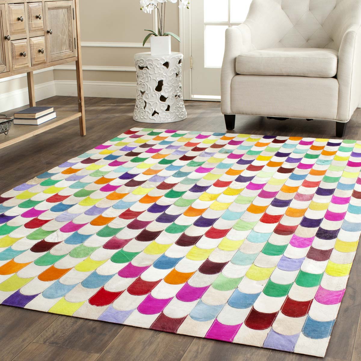 Safavieh Studio Leather 166 Rug, STL166 - Ivory / Multi