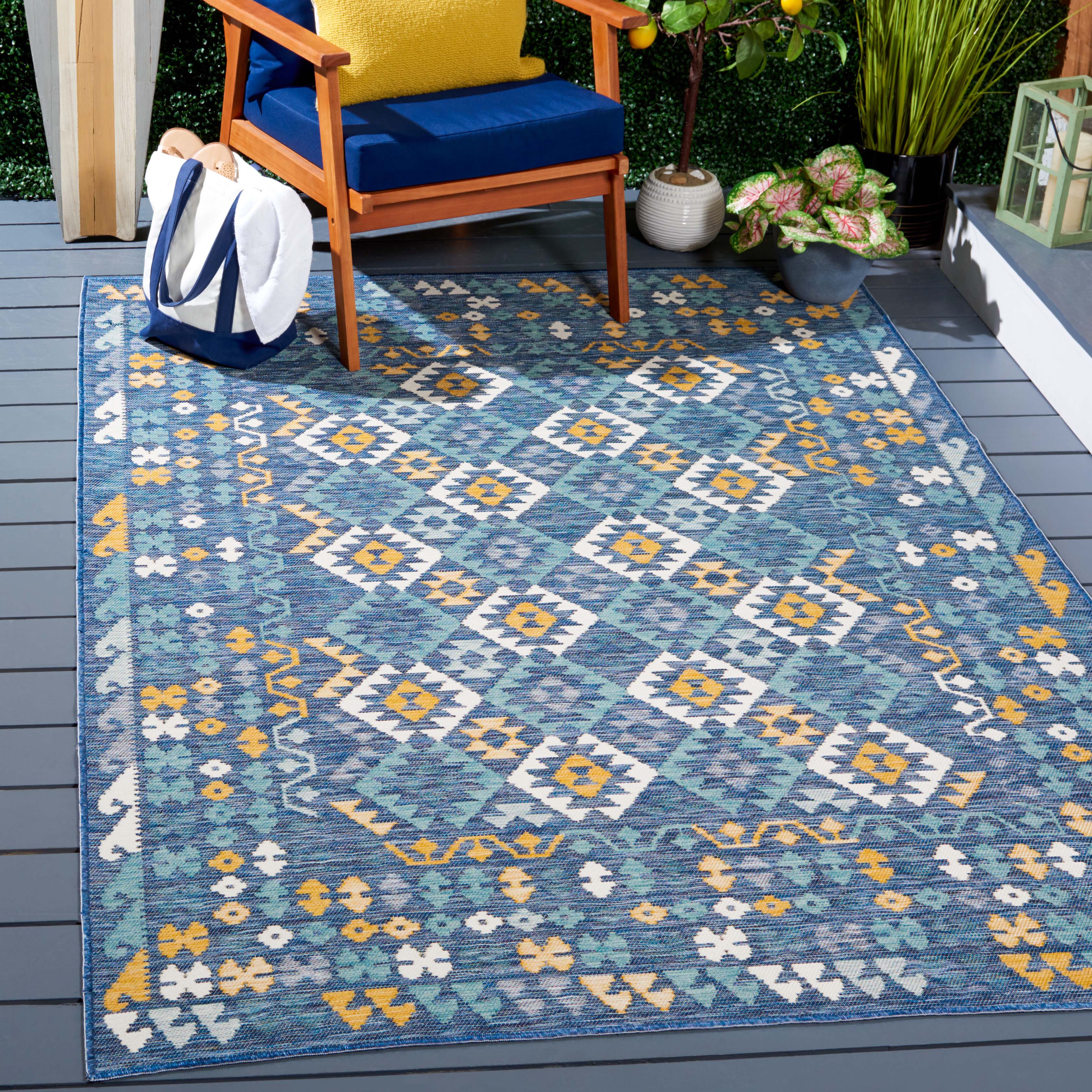 Safavieh Sunrise 622 Rug, SUN622 - Ivory / Blue Gold