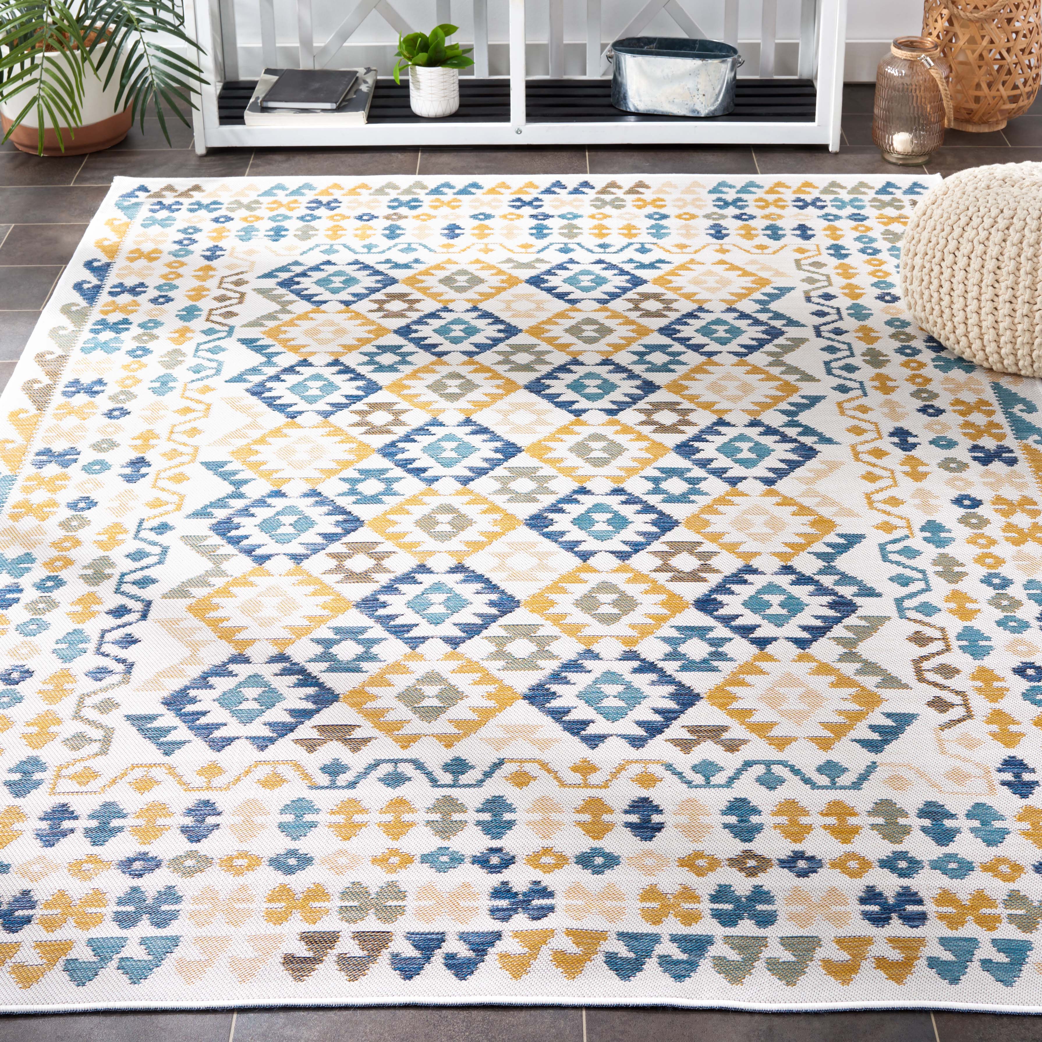 Safavieh Sunrise 622 Rug, SUN622 - Ivory / Blue Gold