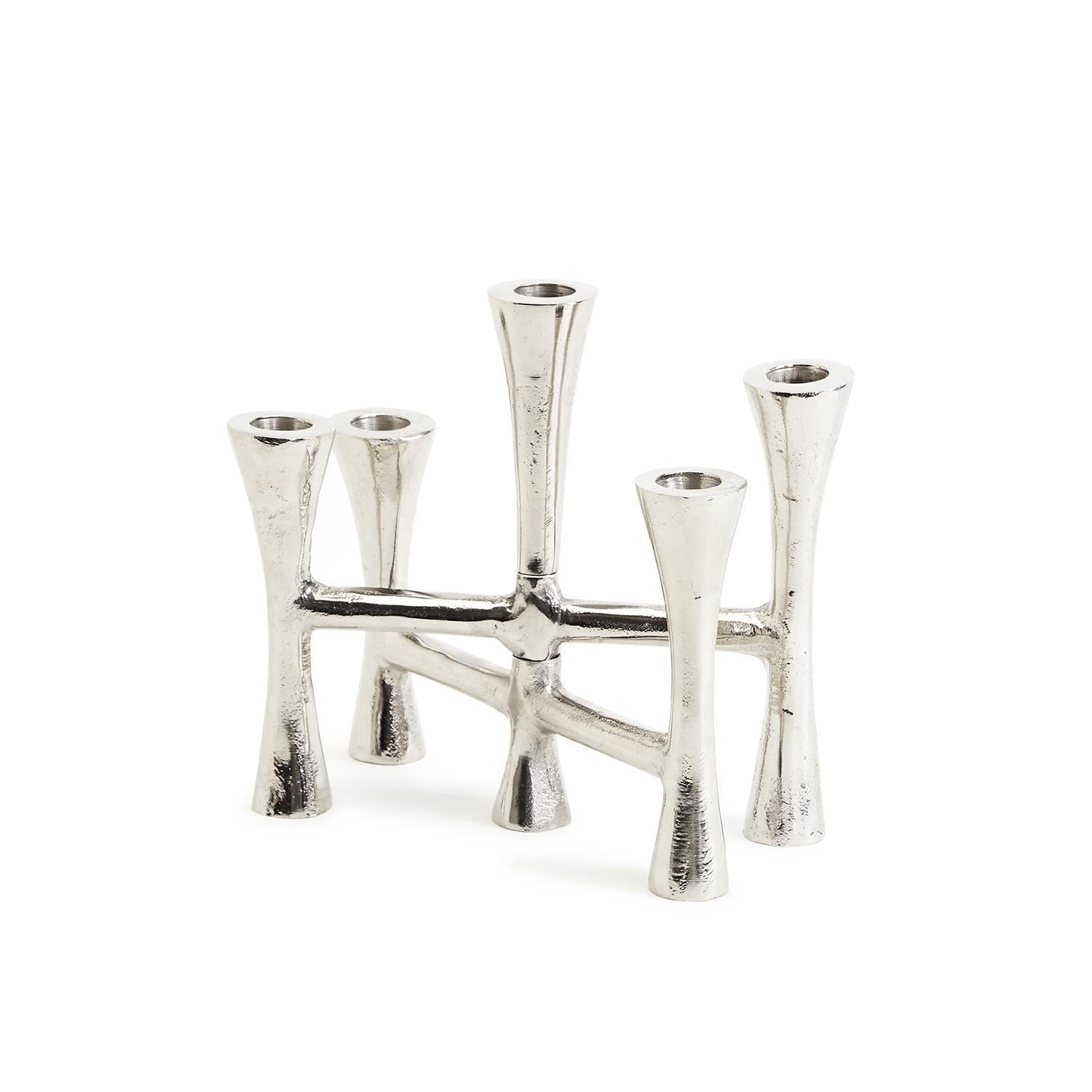 Two's Company Silver Taper Candle Holder Holds 5 Candles