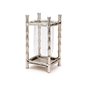 Two's Company Silver Bamboo Vase with Glass Vessel