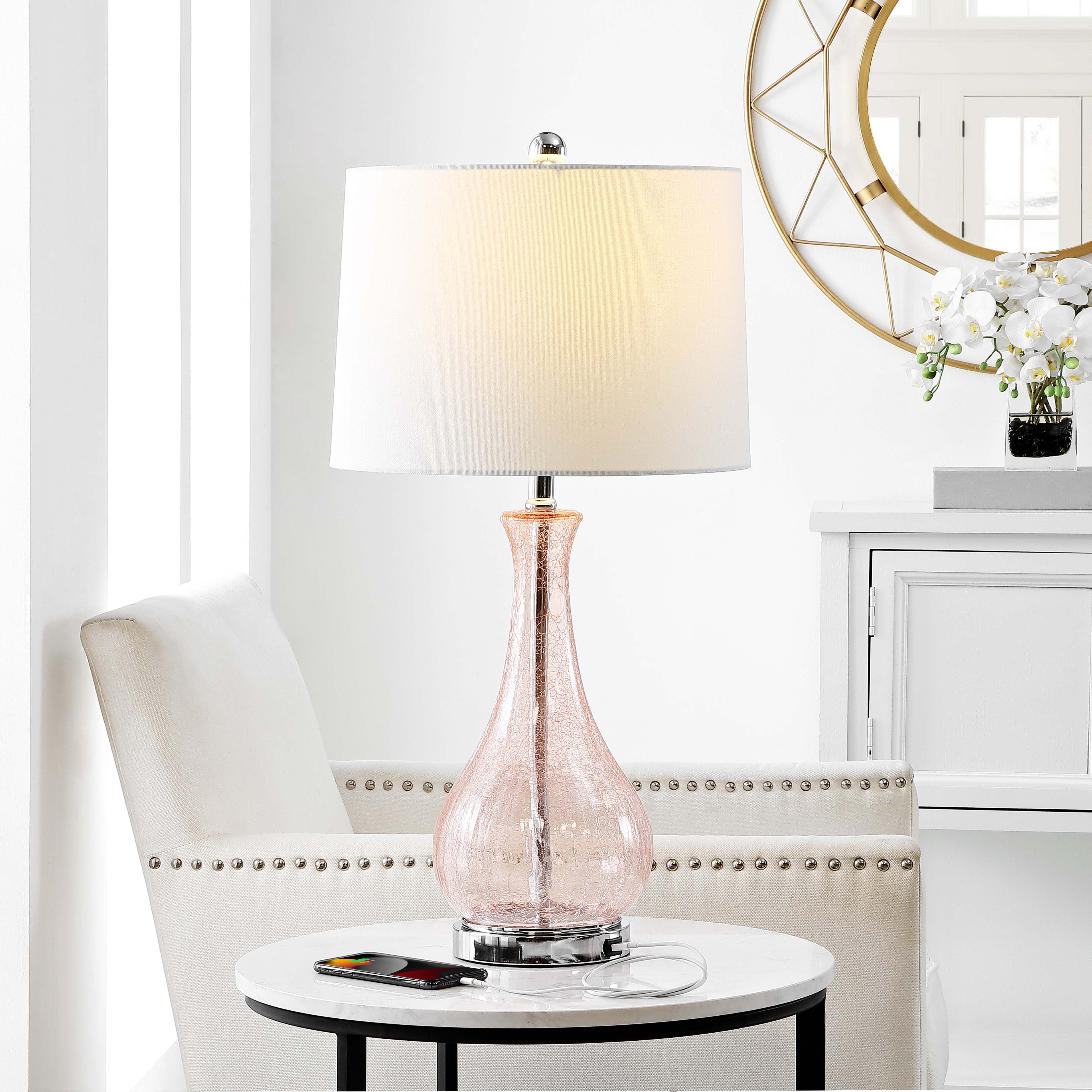 Safavieh Finnley Table Lamp/USB , TBL4206 - Blush