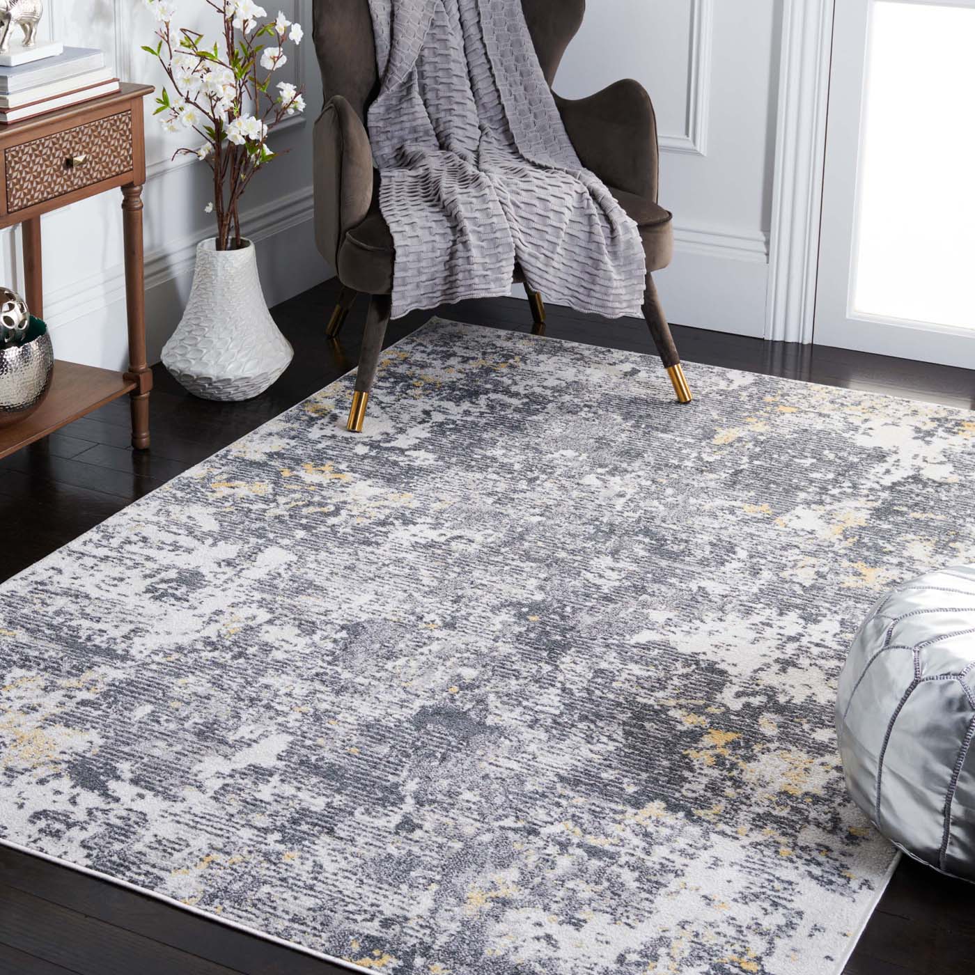 Safavie Toscana 674 Rug, TOS674 - Ivory / Dark Grey