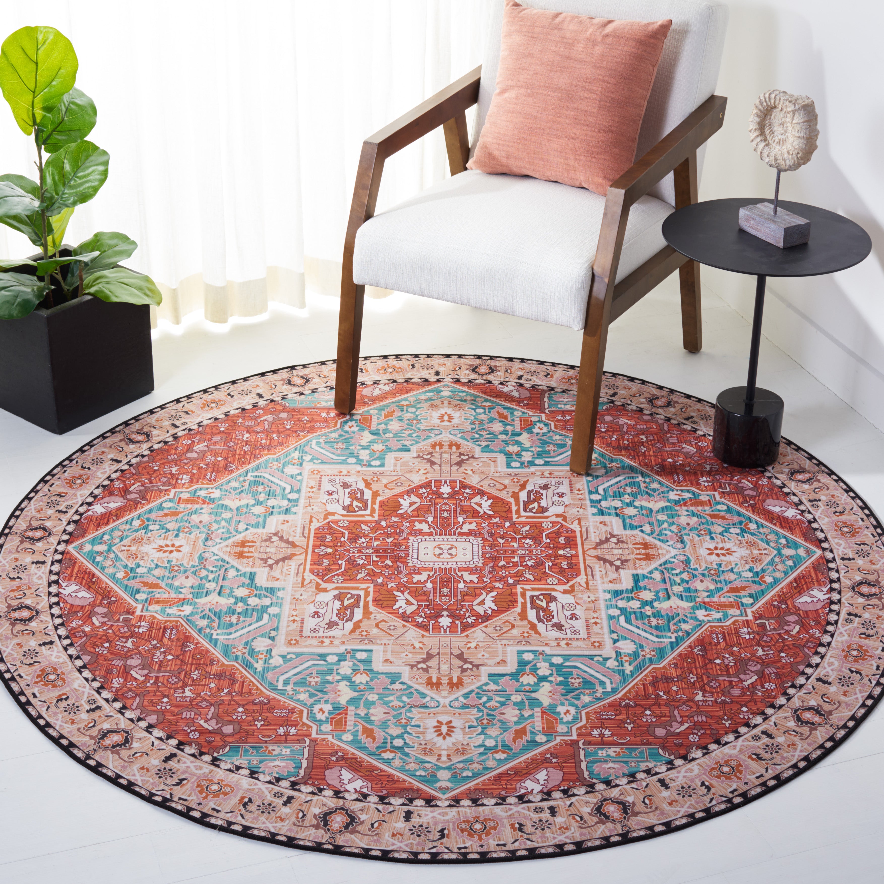 Safavieh Tucson 120 Rug, TSN120 - Aqua / Rust