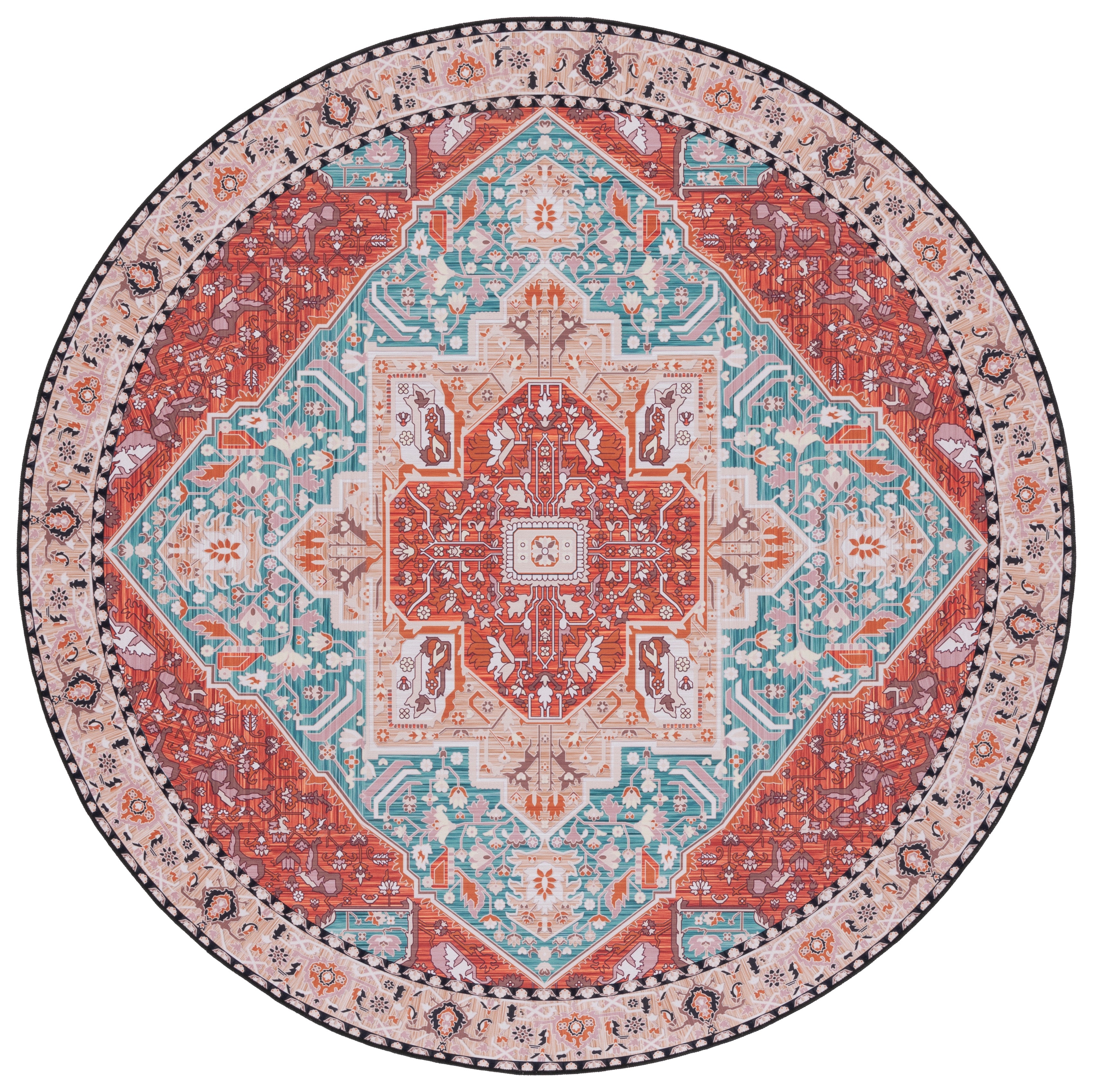 Safavieh Tucson 120 Rug, TSN120 - Aqua / Rust
