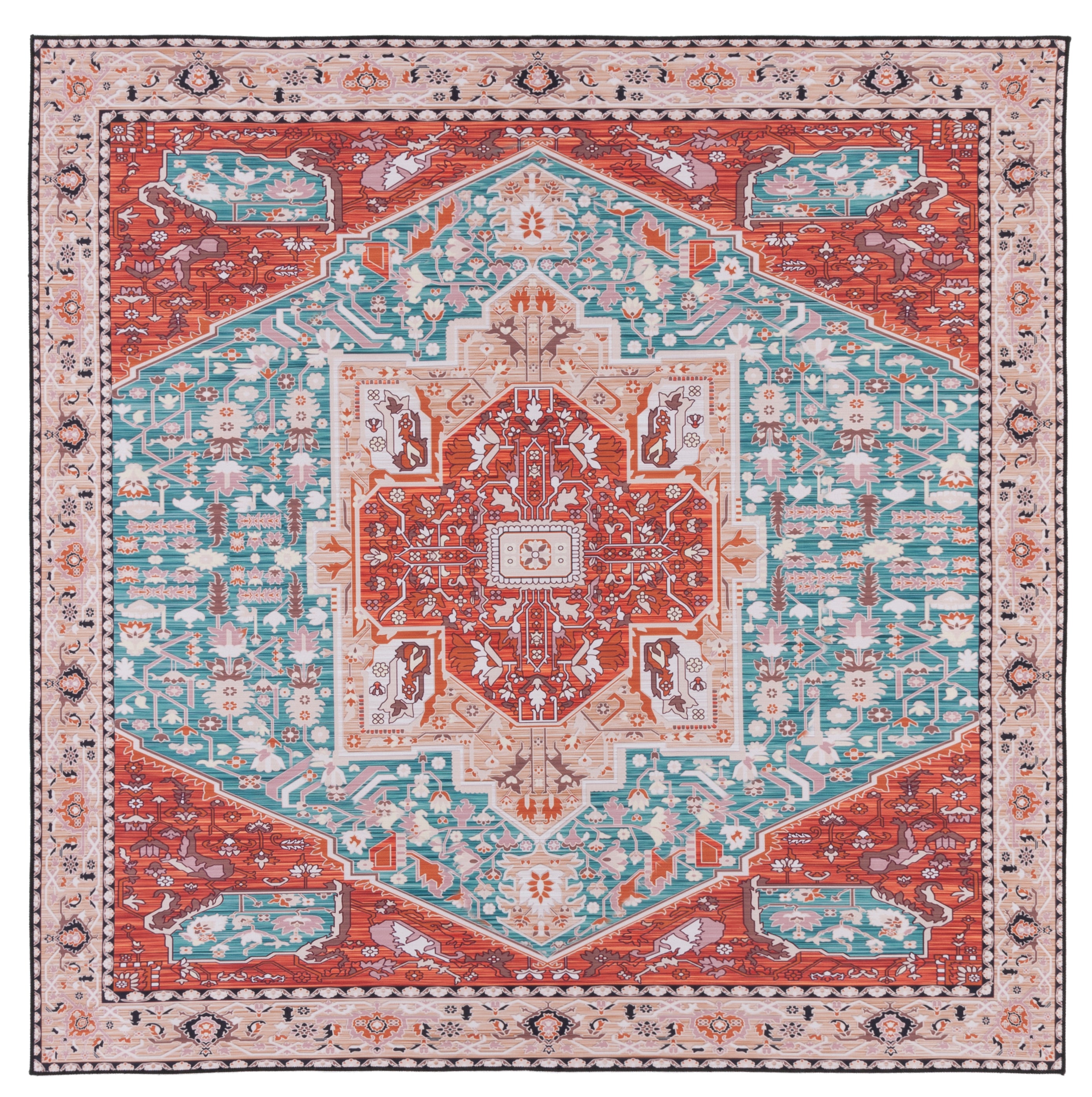 Safavieh Tucson 120 Rug, TSN120 - Aqua / Rust