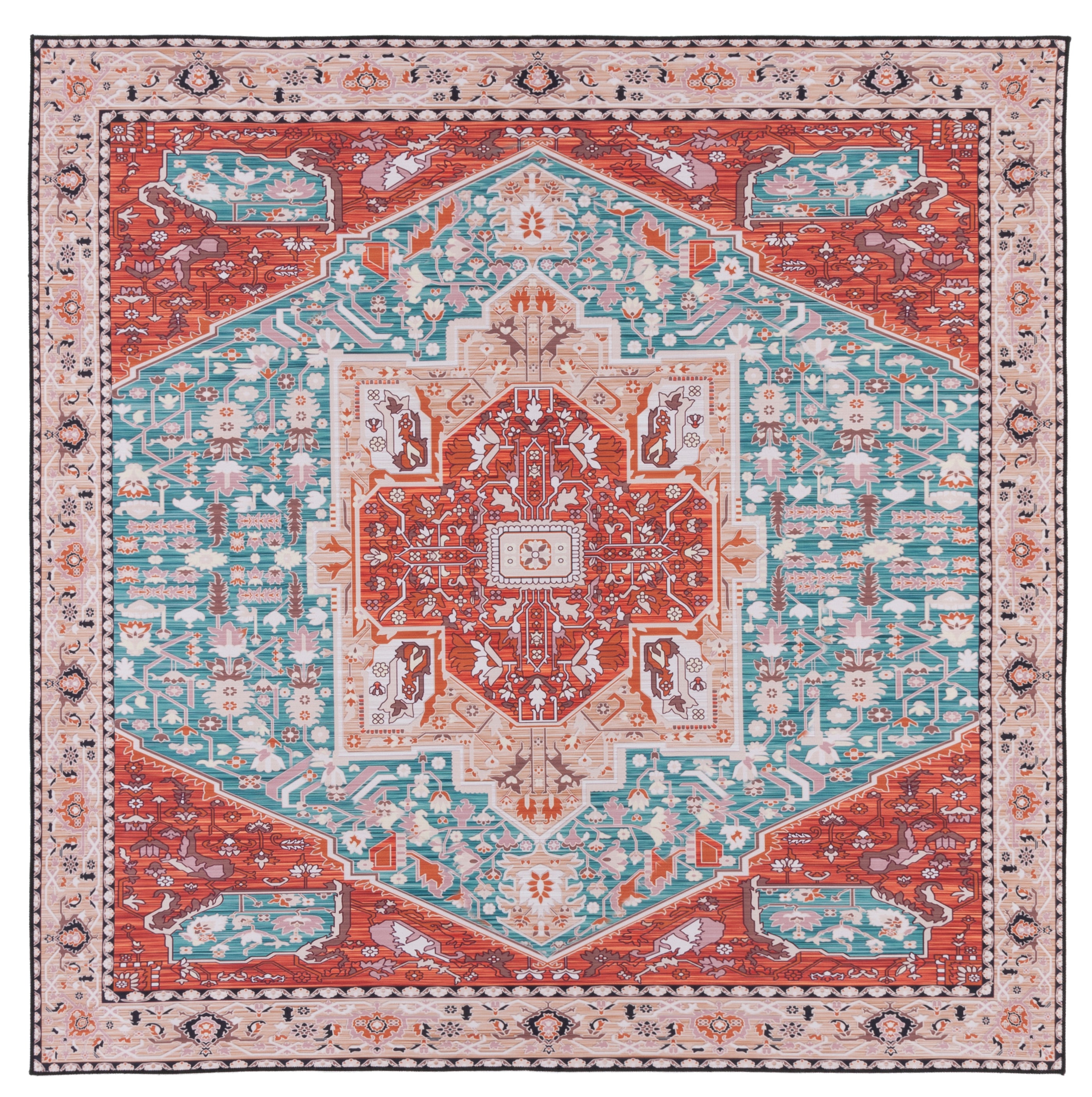 Safavieh Tucson 120 Rug, TSN120 - Aqua / Rust