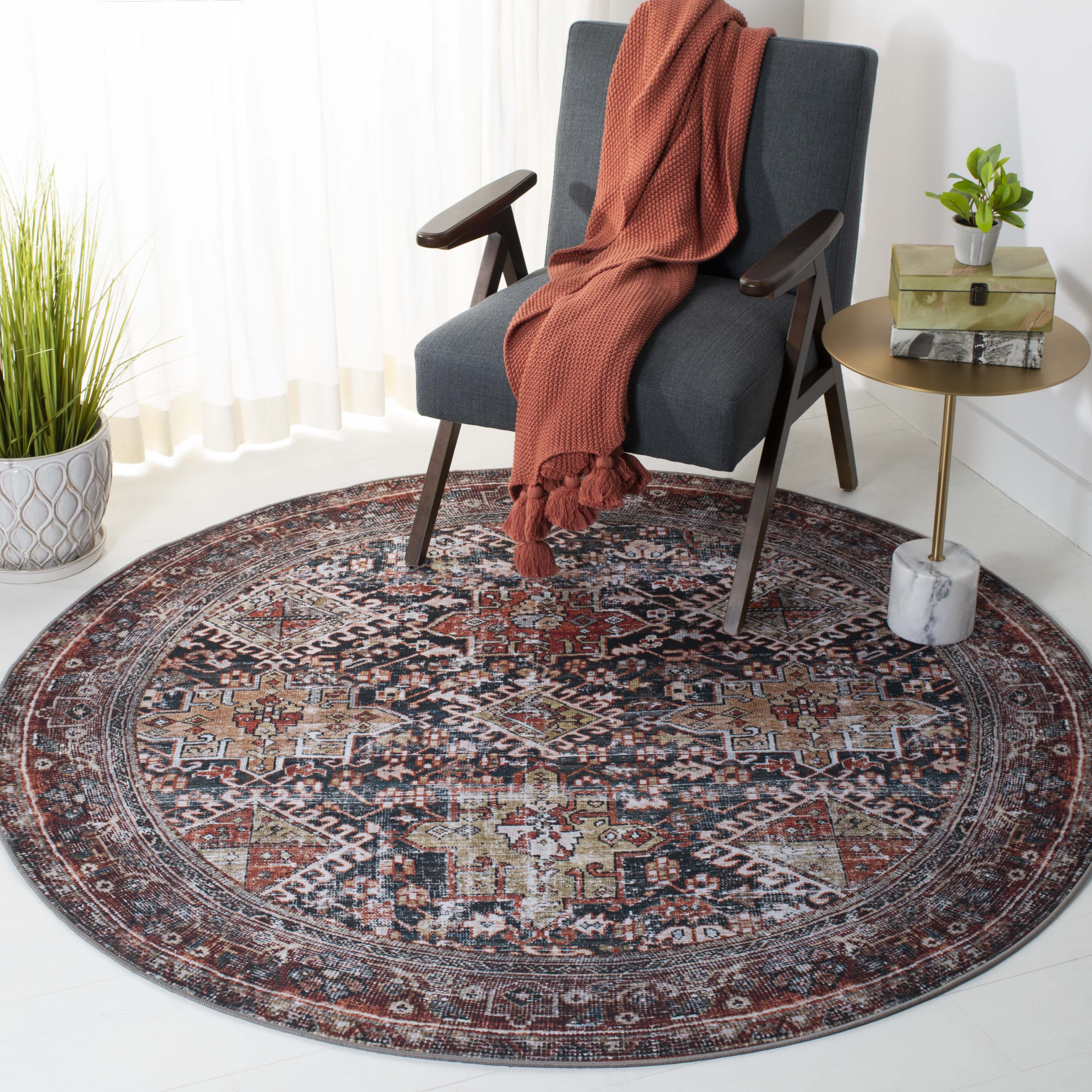 Safavieh Tucson 130 Rug, TSN130 - Navy / Rust