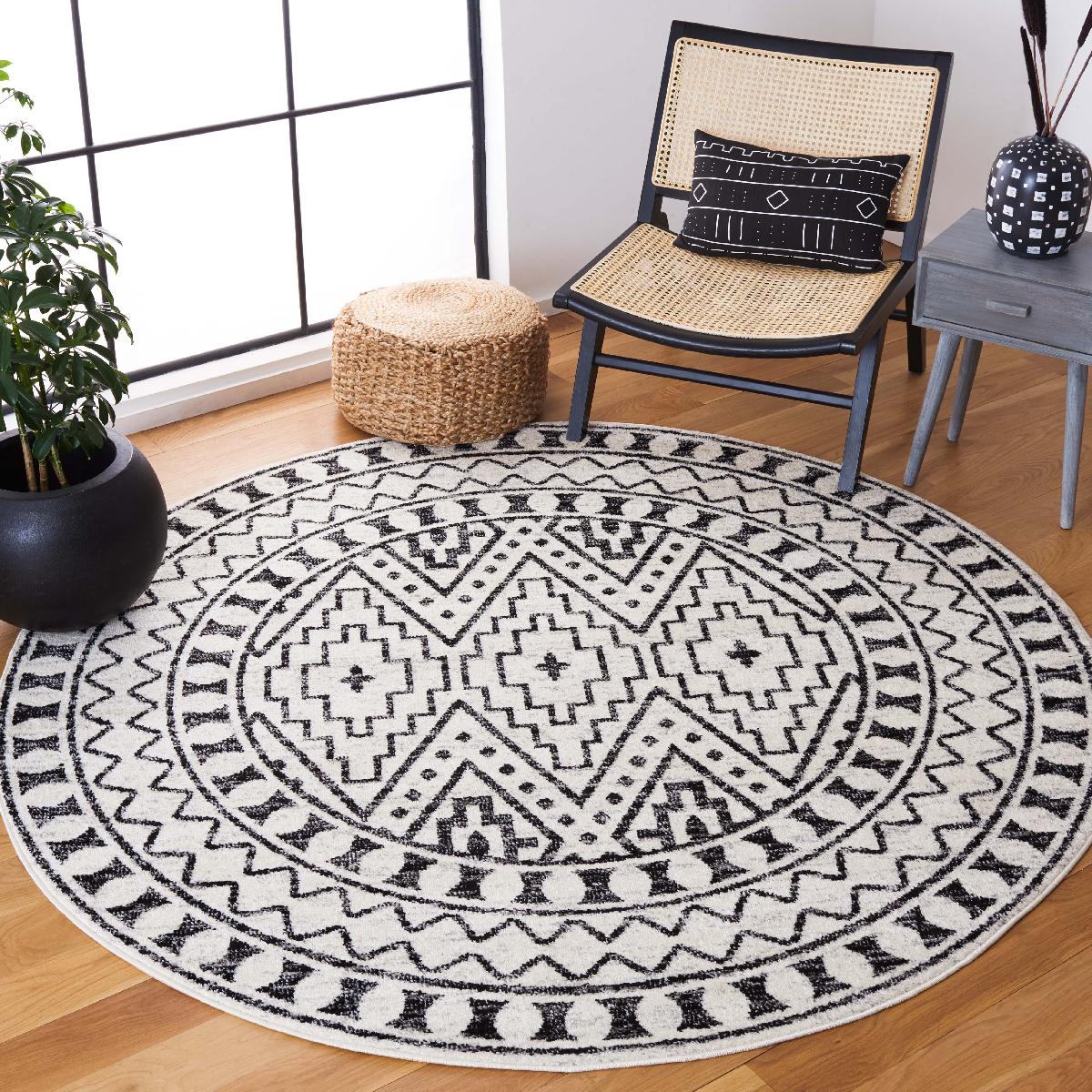 Safavieh Tulum 648 Rug, TUL648 - BLACK / IVORY
