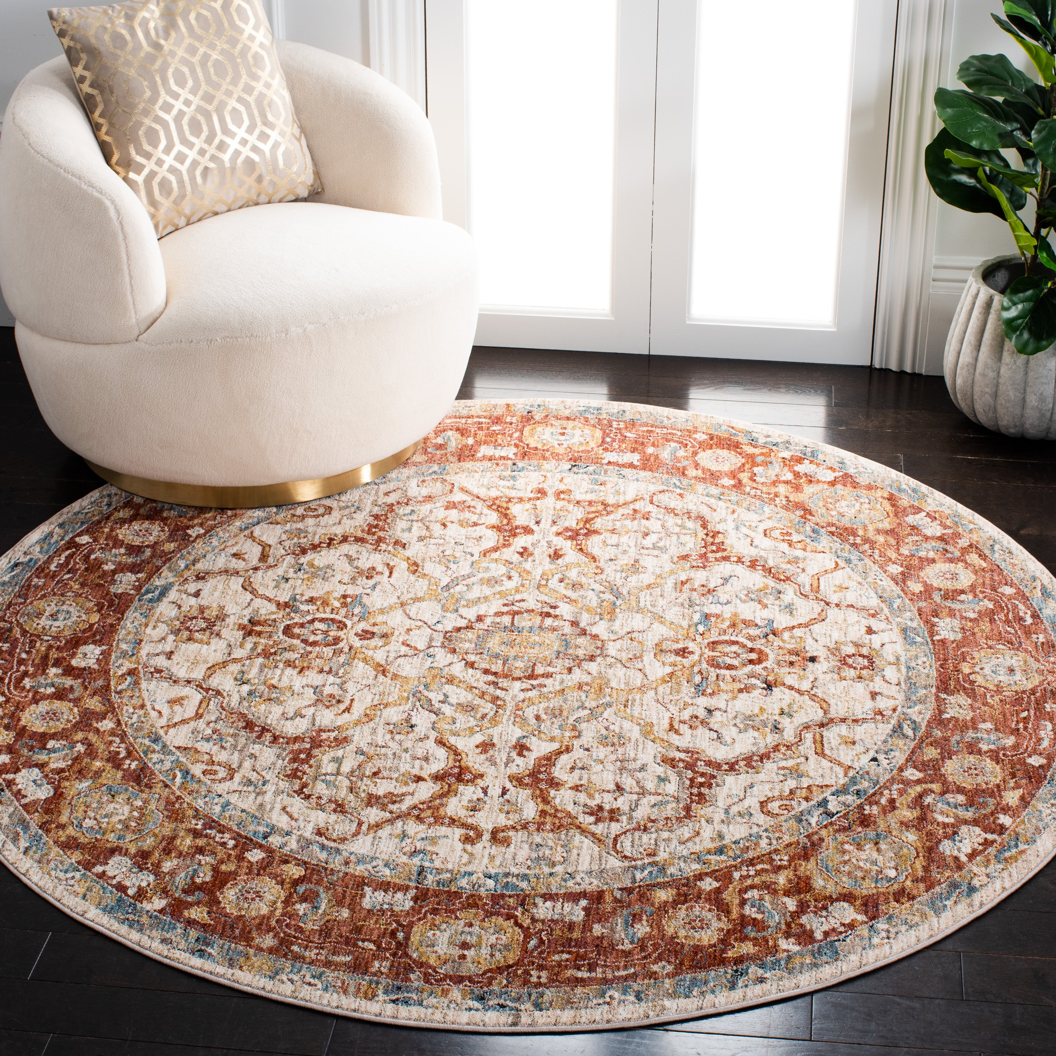Safavieh Valencia 566 Rug, VAL566 - Ivory / Rust