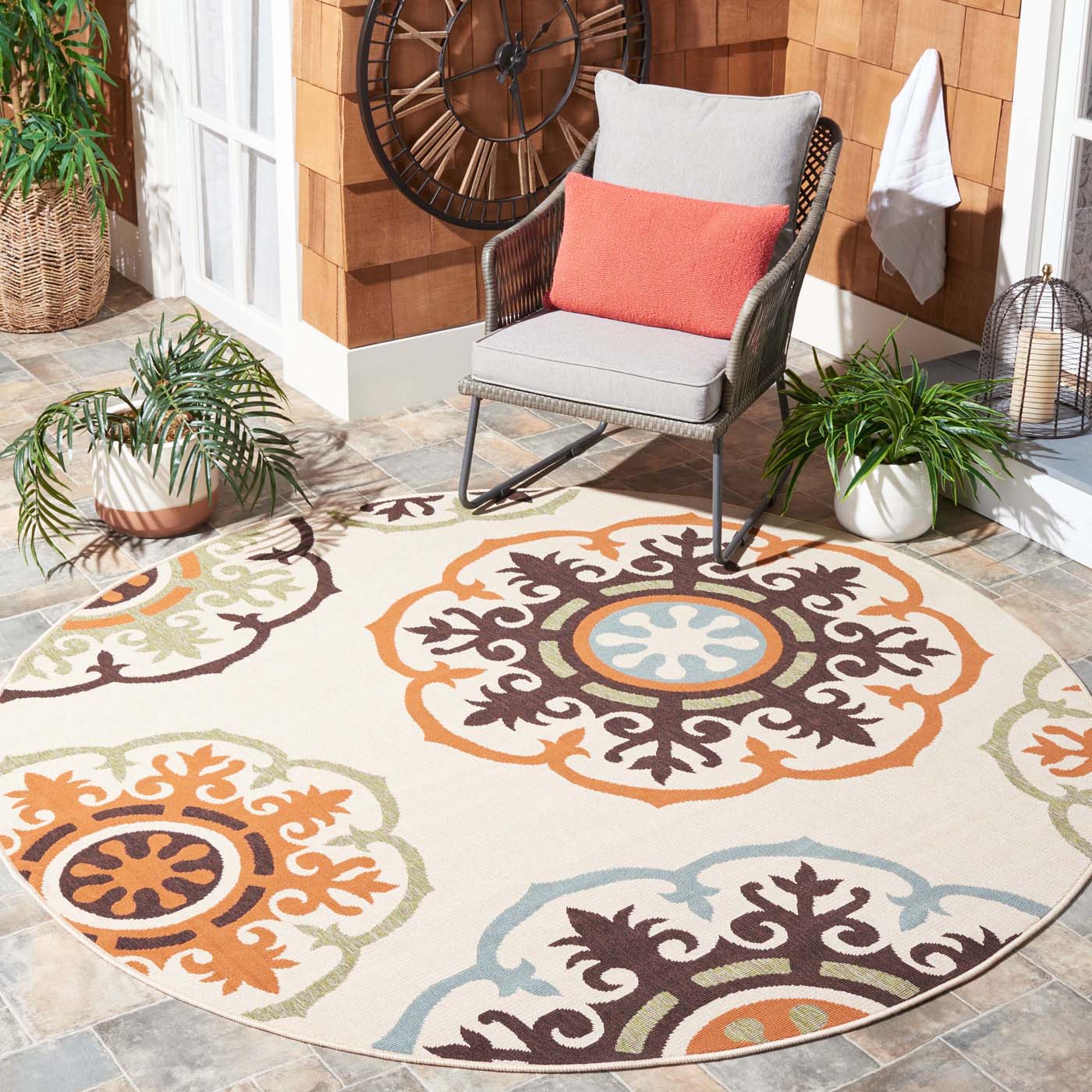 Safavieh Veranda 002 Rug, VER002 - Cream / Terracotta