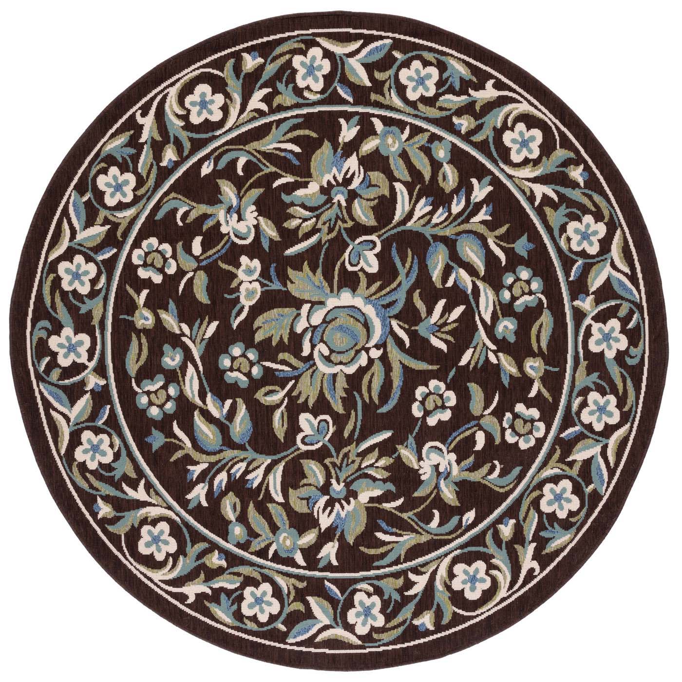 Safavieh Veranda 011 Rug, VER011 - Chocolate / Aqua