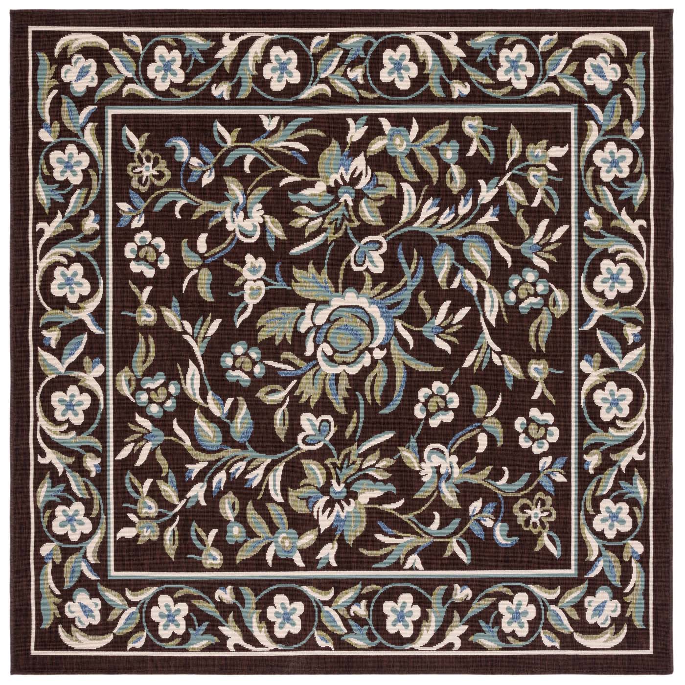 Safavieh Veranda 011 Rug, VER011 - Chocolate / Aqua