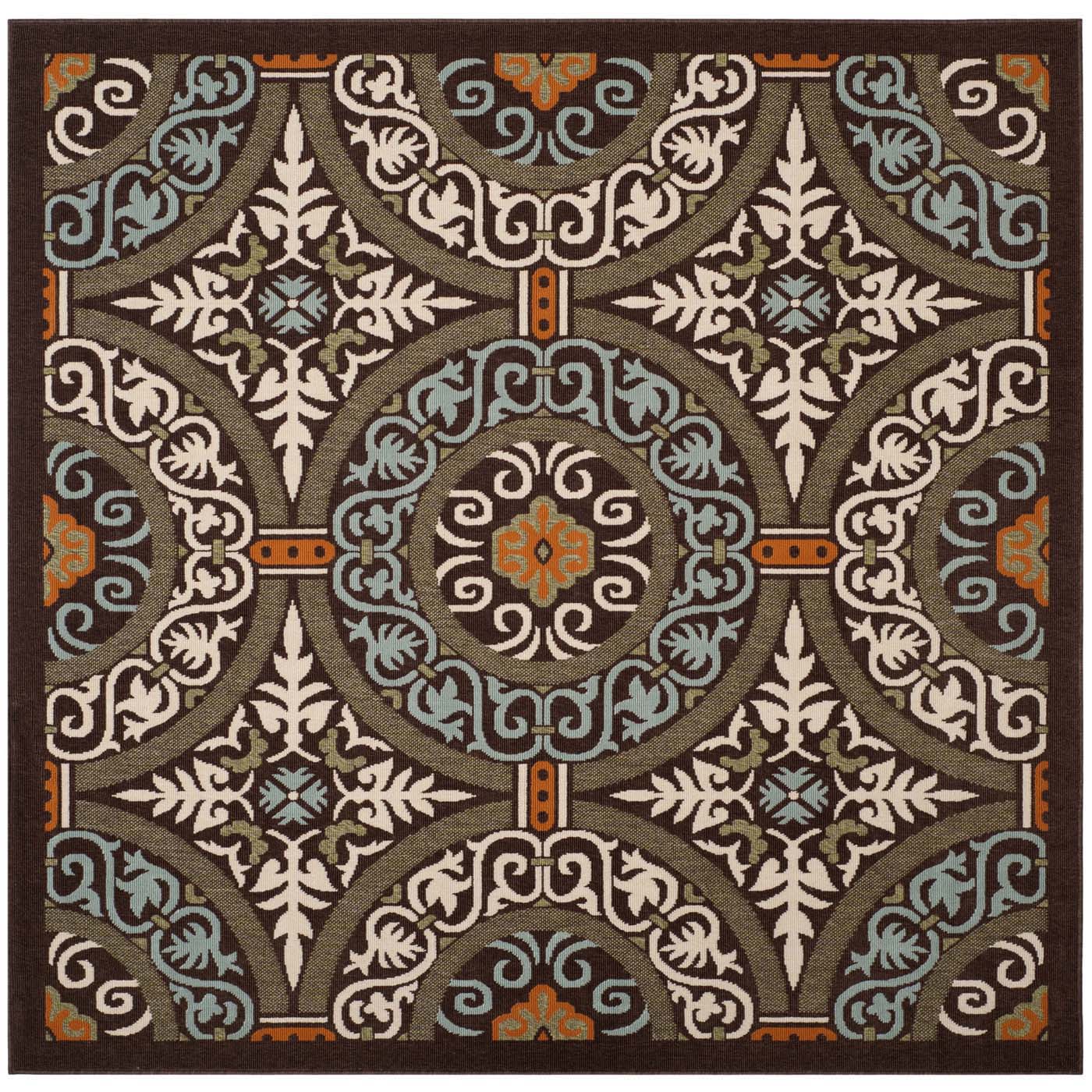 Safavieh Veranda 055 Rug, VER055 - Chocolate / Aqua